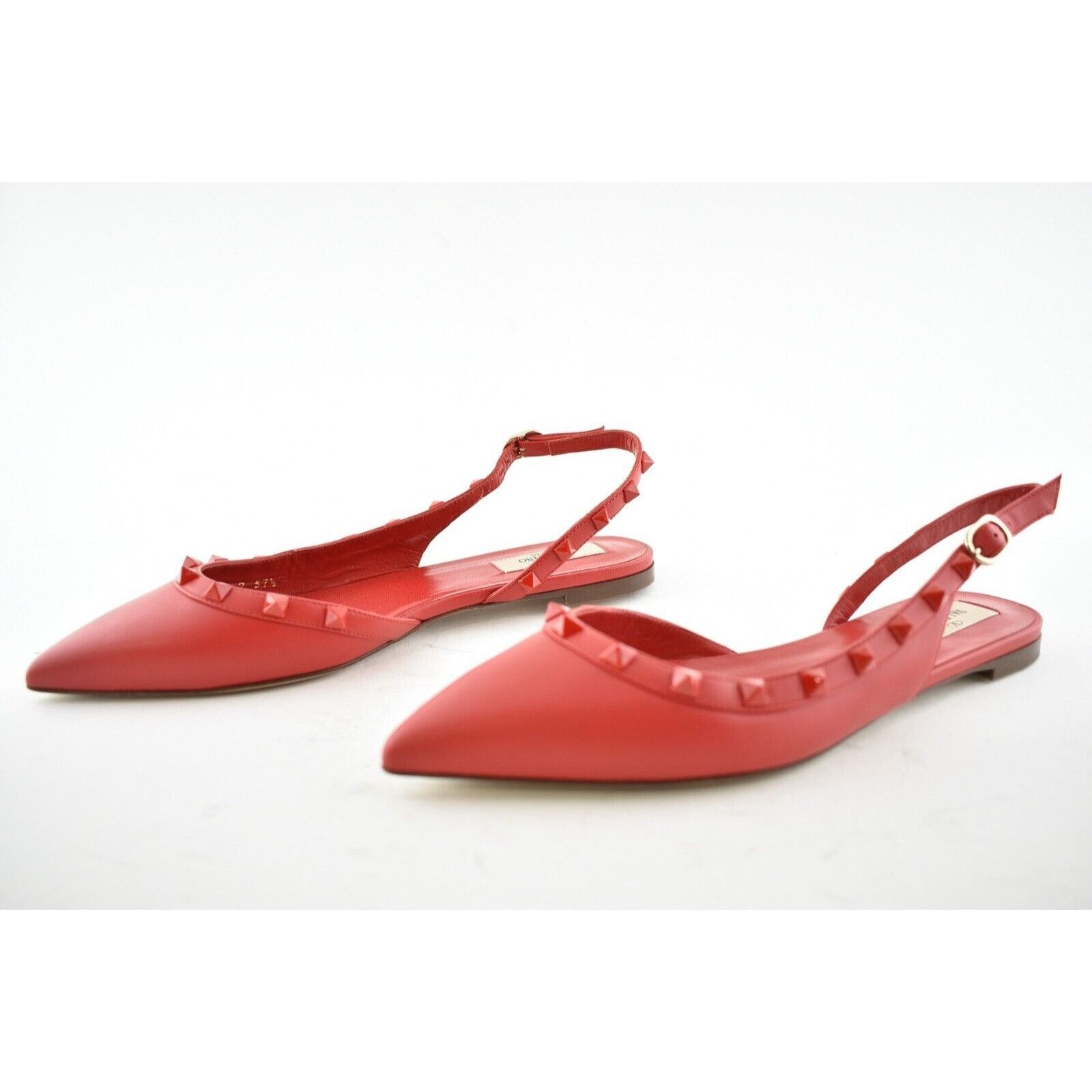 Valentino Valentino Rockstud Red Tonal Stud Pointed Slingback Ballet Size US 6.5 / IT 36.5 - 10 Thumbnail