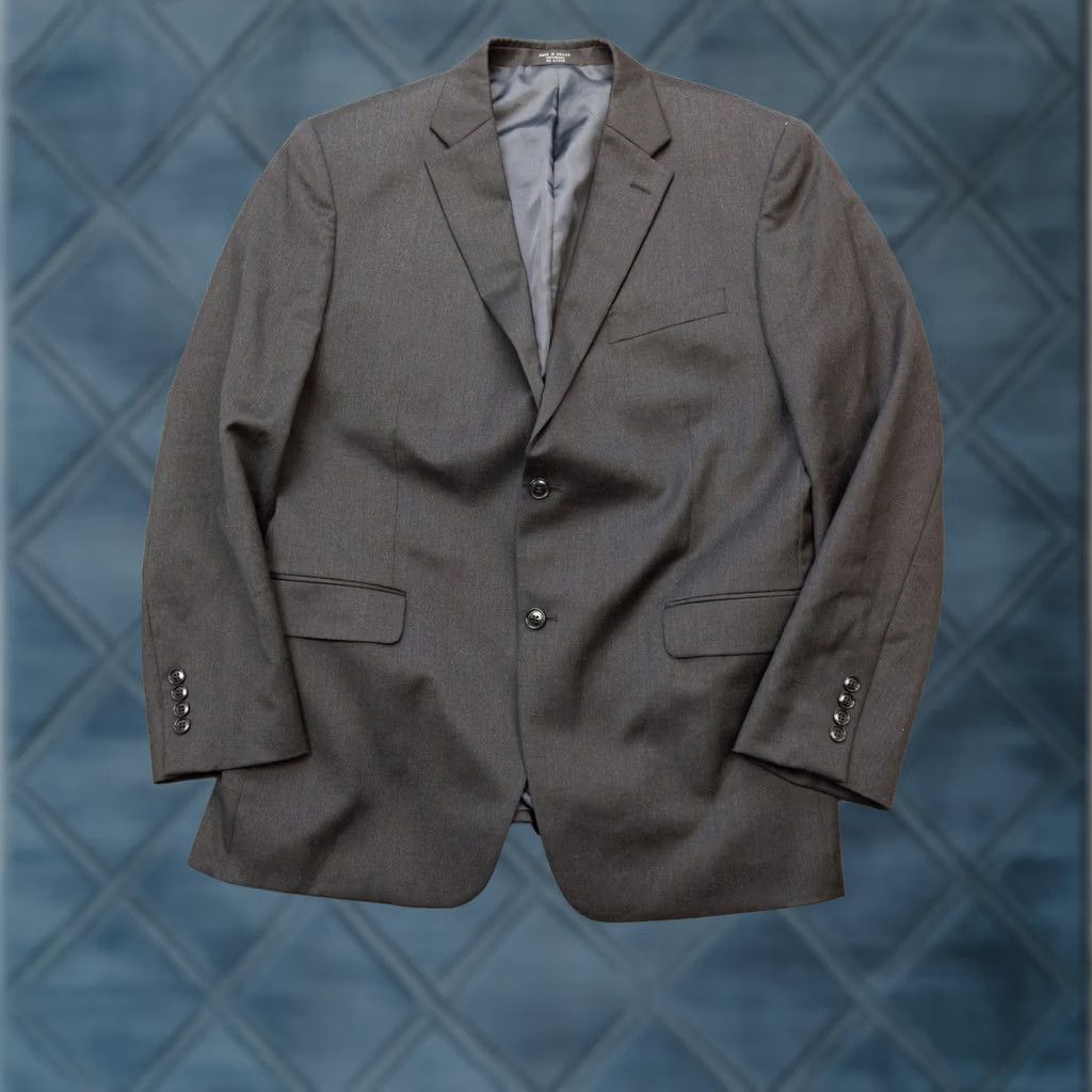 Vintage Blazer Mens 44R Gray 100% Wool Two Button Notch Lapel Suit Jacket Regular Wool Blazer Mens Formal Jacket For Business, Wedding Size 44R - 1 Thumbnail