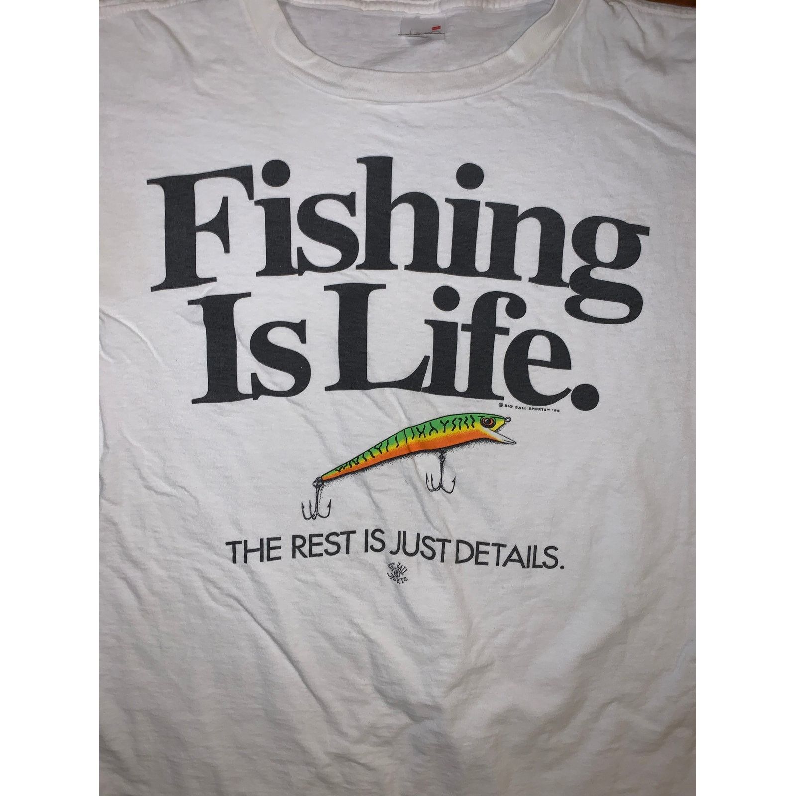 Other × Vintage Vintage 90s Fishing Is Life T Shirt Big Ball Sports USA XL Size US XL / EU 56 / 4 - 1 Thumbnail