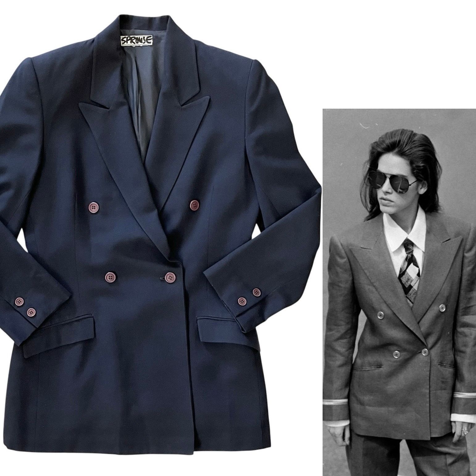 Stephen Sprouse × Vintage RARE Stephen Sprouse Archival Navy Blue Blazer Jacket Size S / US 4 / IT 40 - 1 Thumbnail