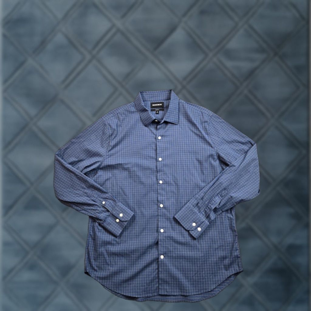 Bonobos Bonobos Shirt XL Men Blue Check Standard Fit Long Sleeve Button Up Nylon Stretch Shirt Size US XL / EU 56 / 4 - 1 Thumbnail