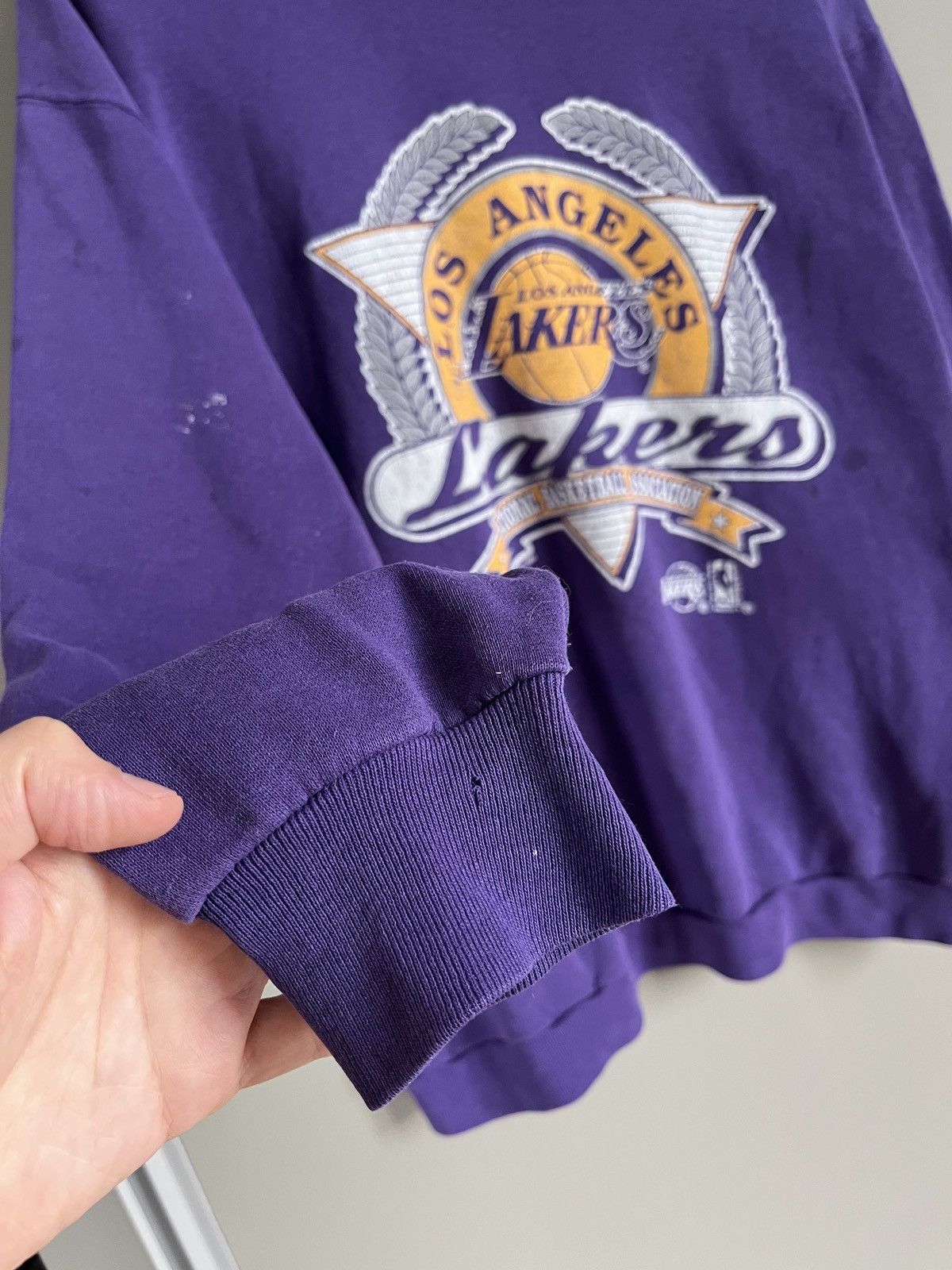 NBA × Vintage Lakers LA 1992 Trench lic.USA Made Vintage Sweatshirt Size US XL / EU 56 / 4 - 12 Thumbnail