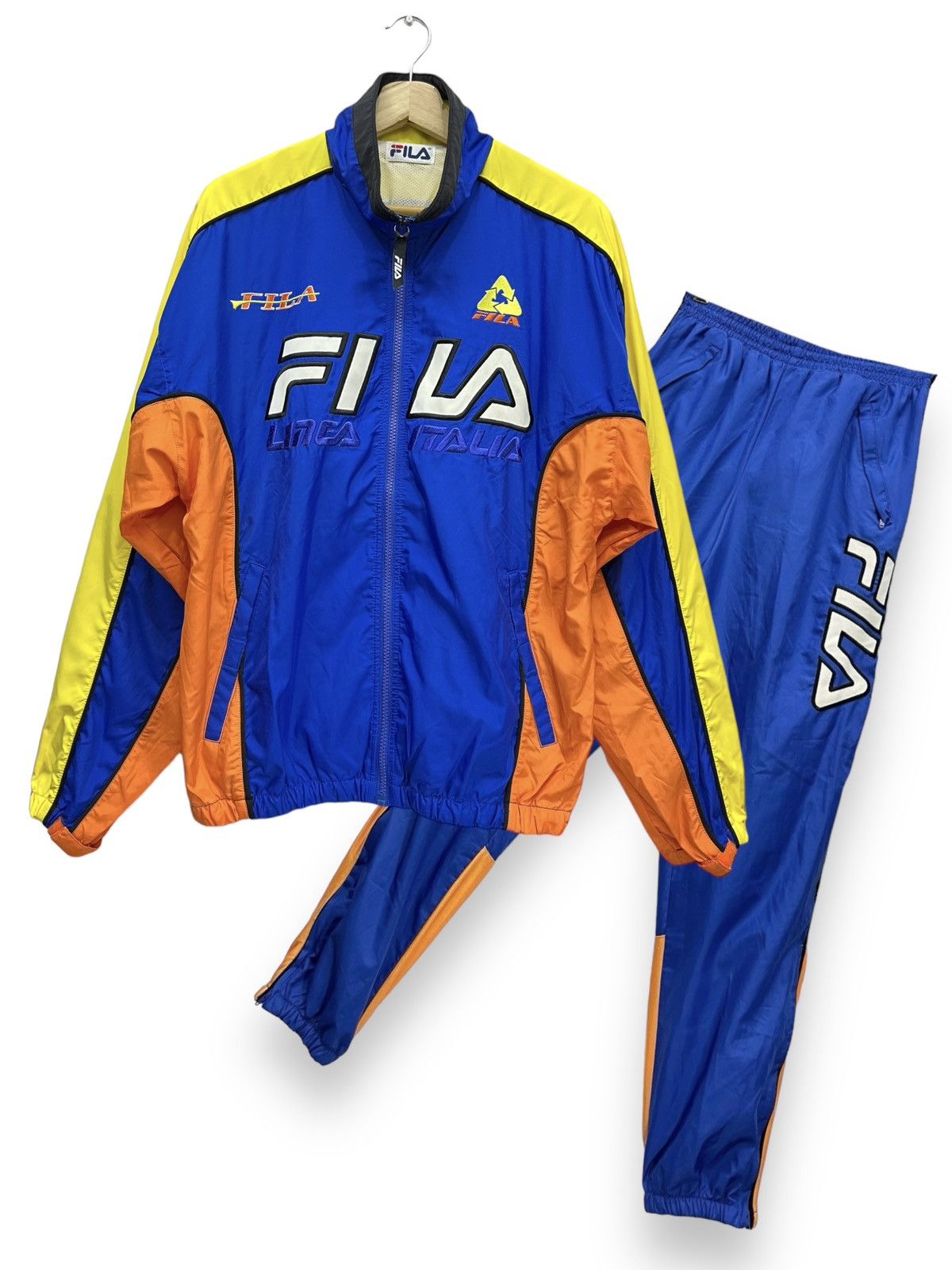 image of Fye 90’S Hip Hopfila Tracksuit Windbreaker Sets Colorblock in Blue, Men's (Size Medium)