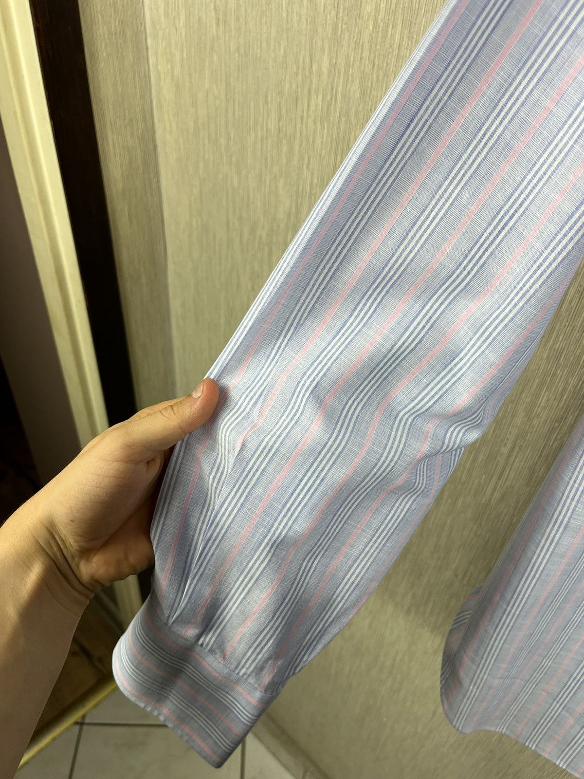 Kiton Kiton linen shirt striped pink baby blue vintage old money Size US L / EU 52-54 / 3 - 12 Thumbnail