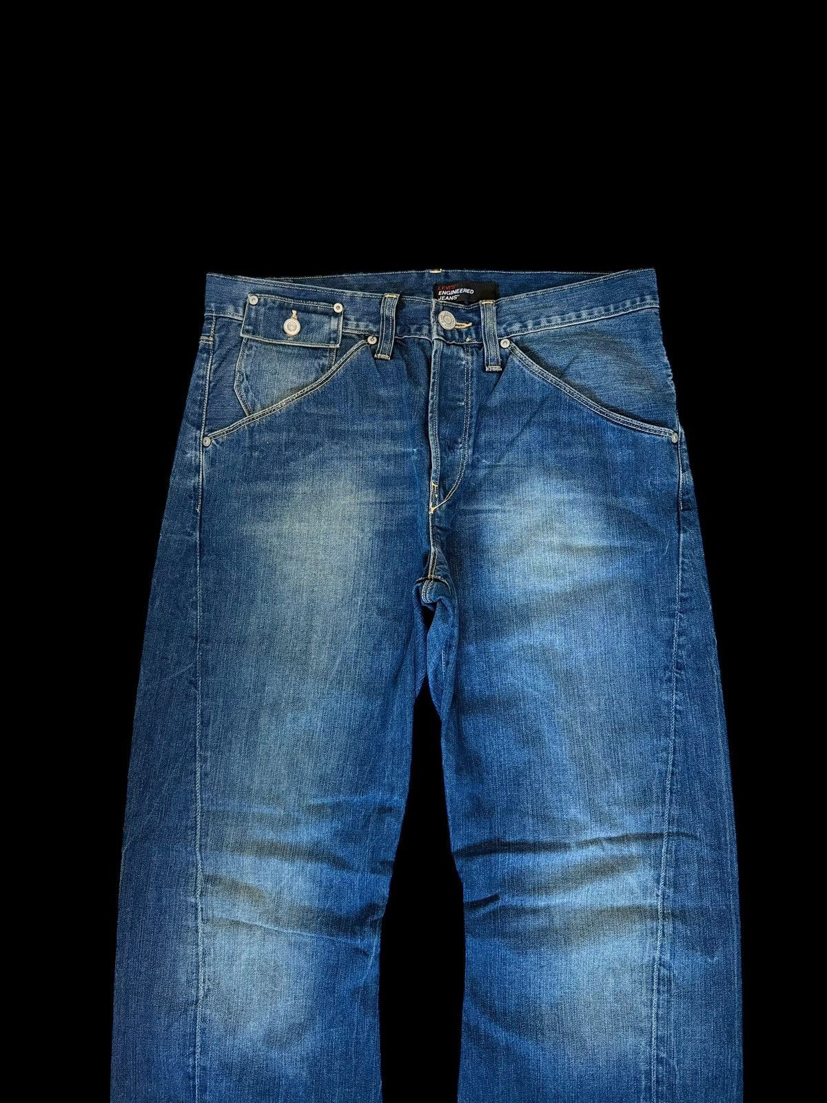 Levi's Levi’s Engineered Navy Washed Baggy Flared Denim Jeans Y2K Size US 32 / EU 48 - 7 Thumbnail