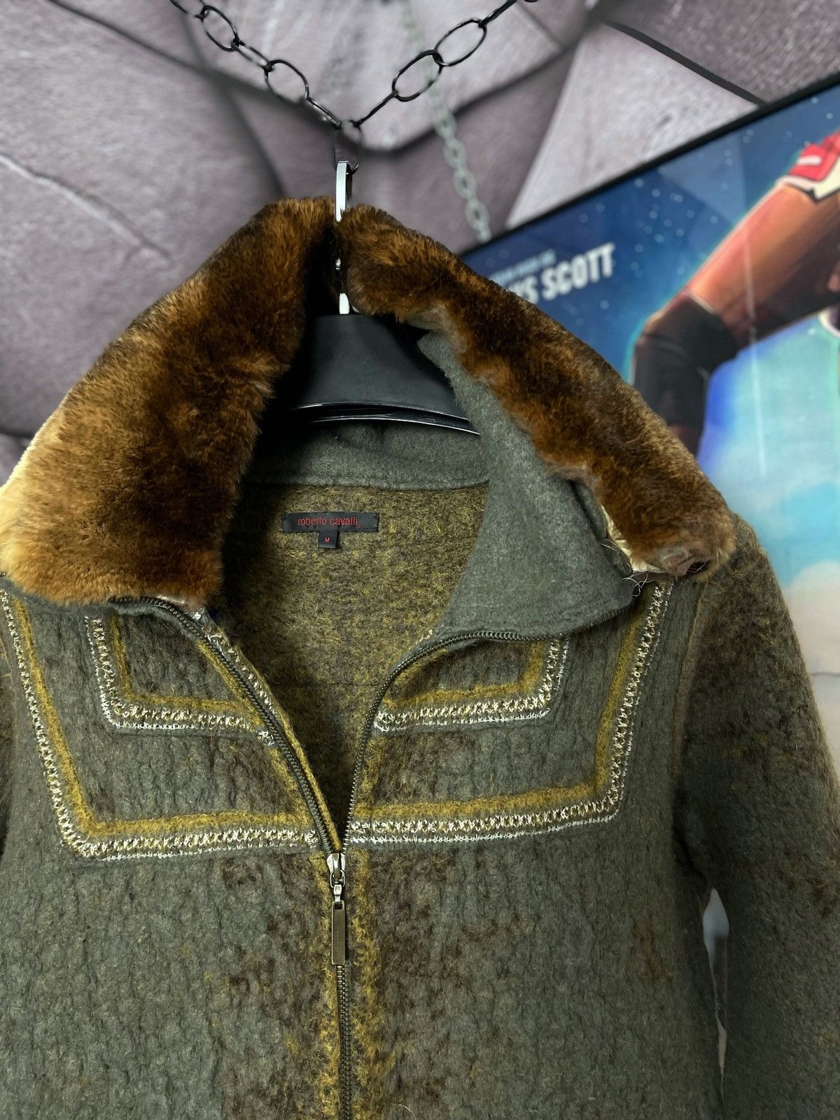 Roberto Cavalli × Vintage VINTAGE WOOL COAT with fur collar Roberto Cavalli Size M Size US M / EU 48-50 / 2 - 4 Thumbnail