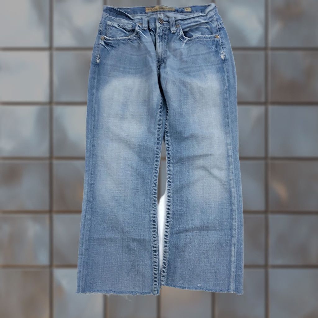Vintage BKE Derek Jeans Mens 31 Blue Distressed 31x27 Cutoff Buckle Buckle Bke Jeans Denim Cowboy Style Distressed | Mens | Regular Fit | 27 Inseam Size US 31 - 1 Thumbnail