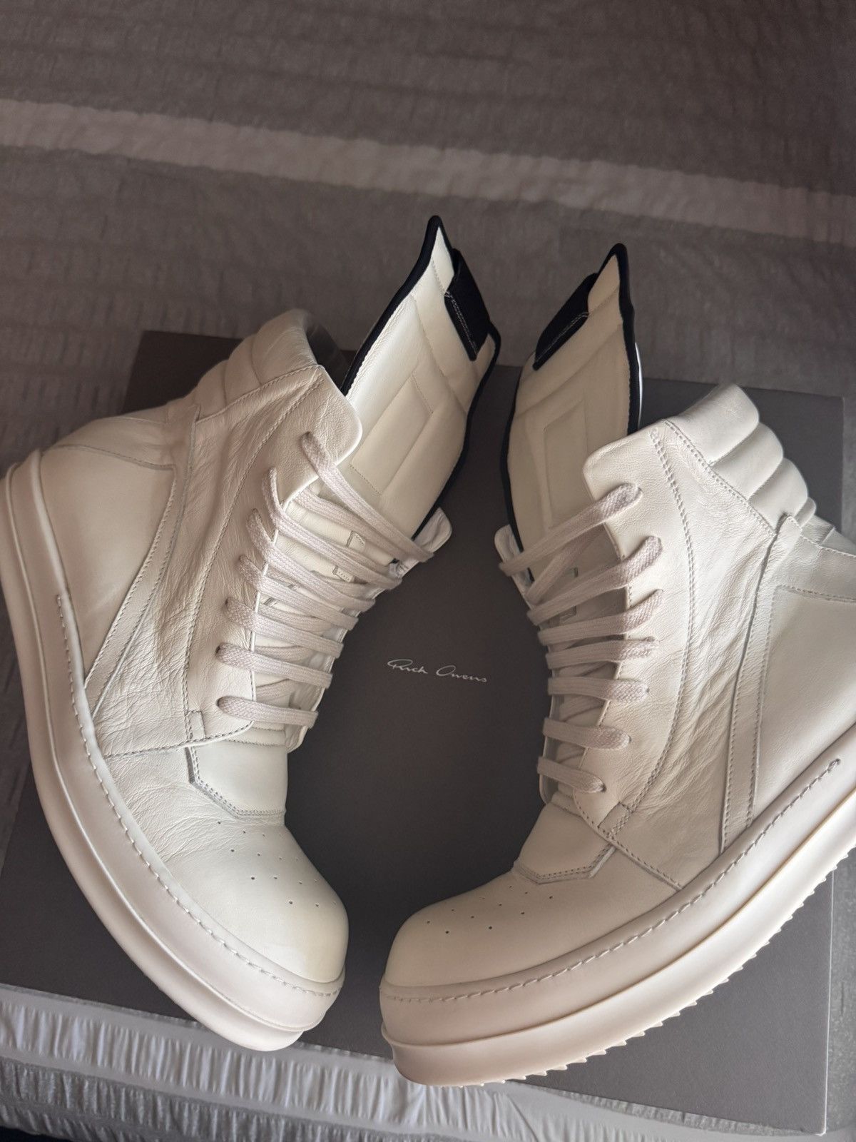 Rick Owens Rick Owens White Geobasket Size US 8 / EU 41 - 2 Thumbnail