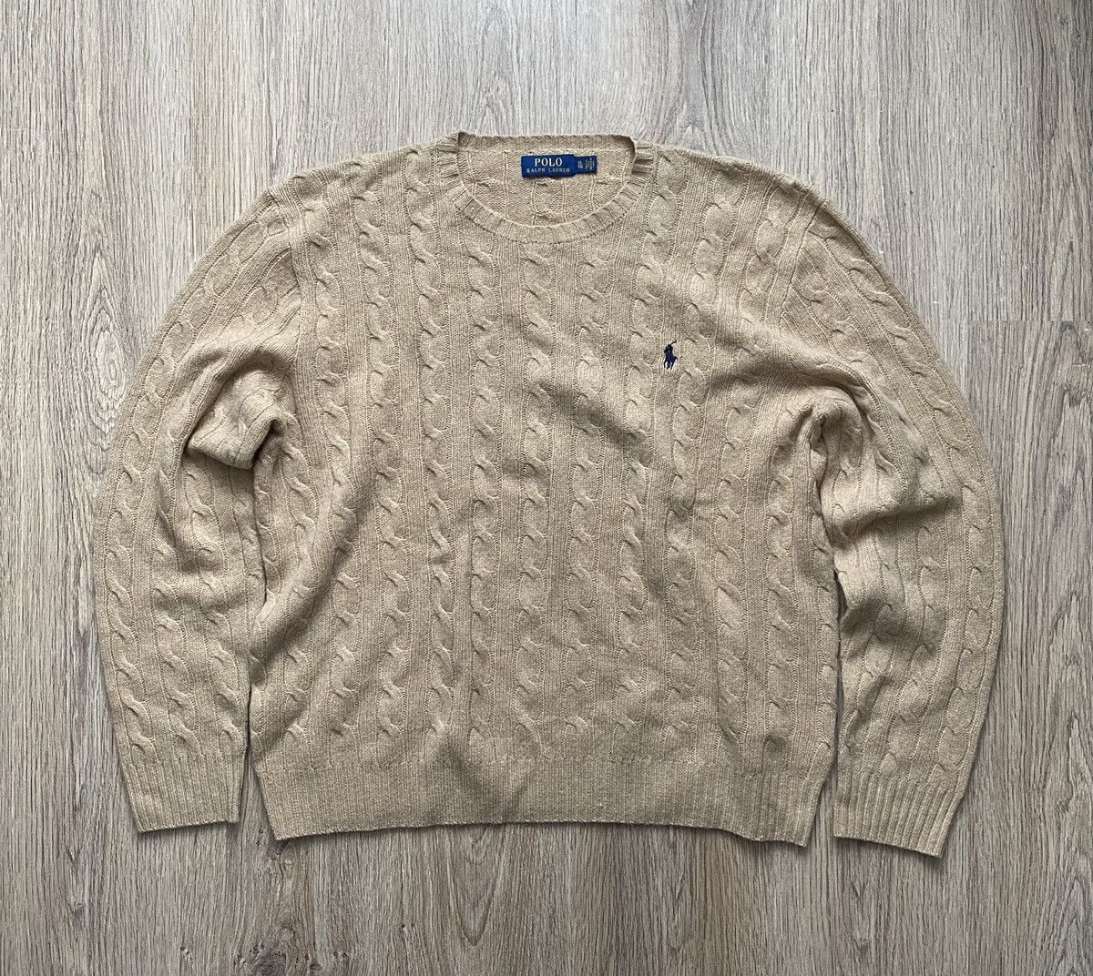 image of Polo Ralph Laurent Beige Wool Cashmere Soft Touch Sweater, Men's (Size XL)