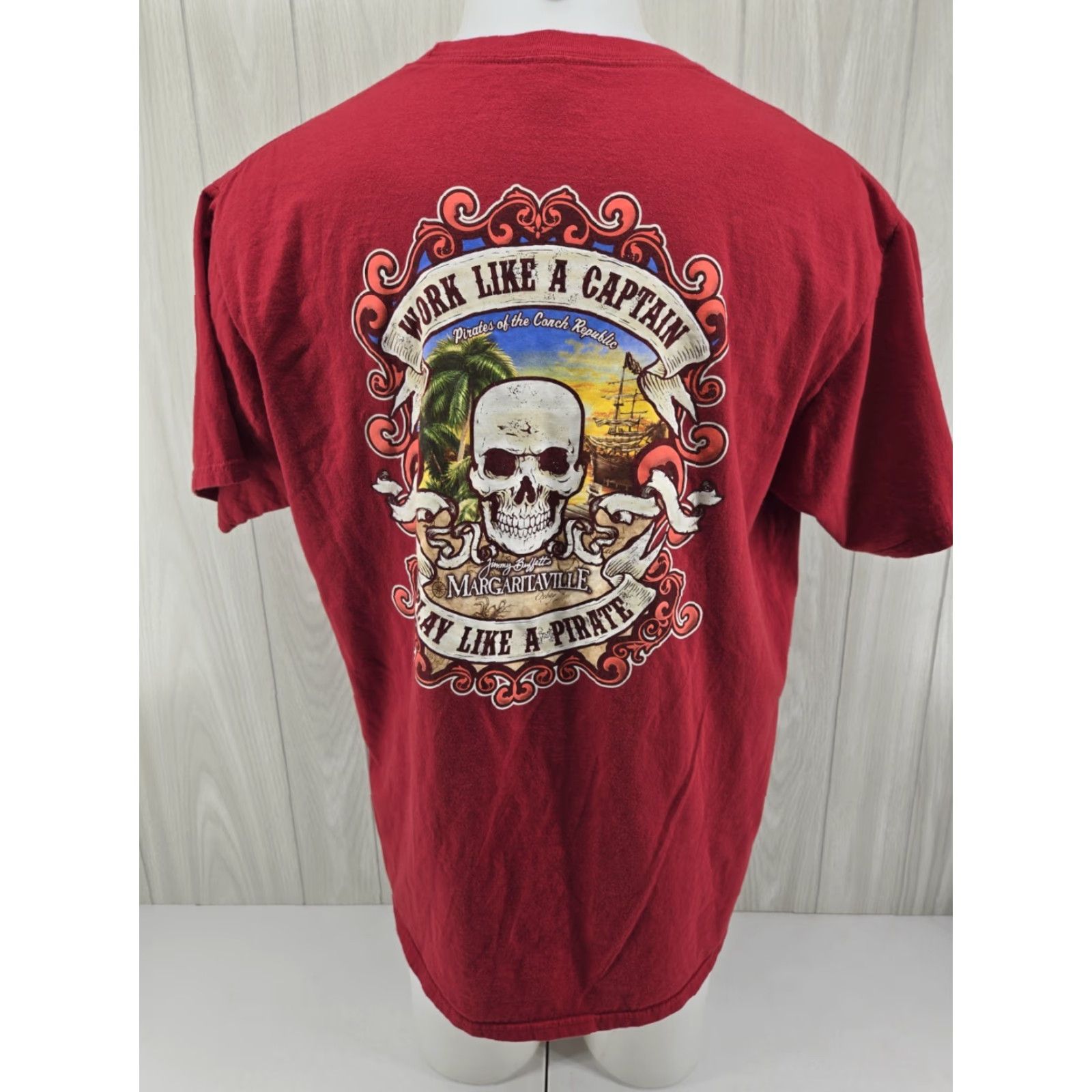 Vintage Margaritaville T-Shirt Mens XL Red Short Sleeve Crew Neck Graphic Print Nashville 90s? Size US M / EU 48-50 / 2 - 2 Thumbnail