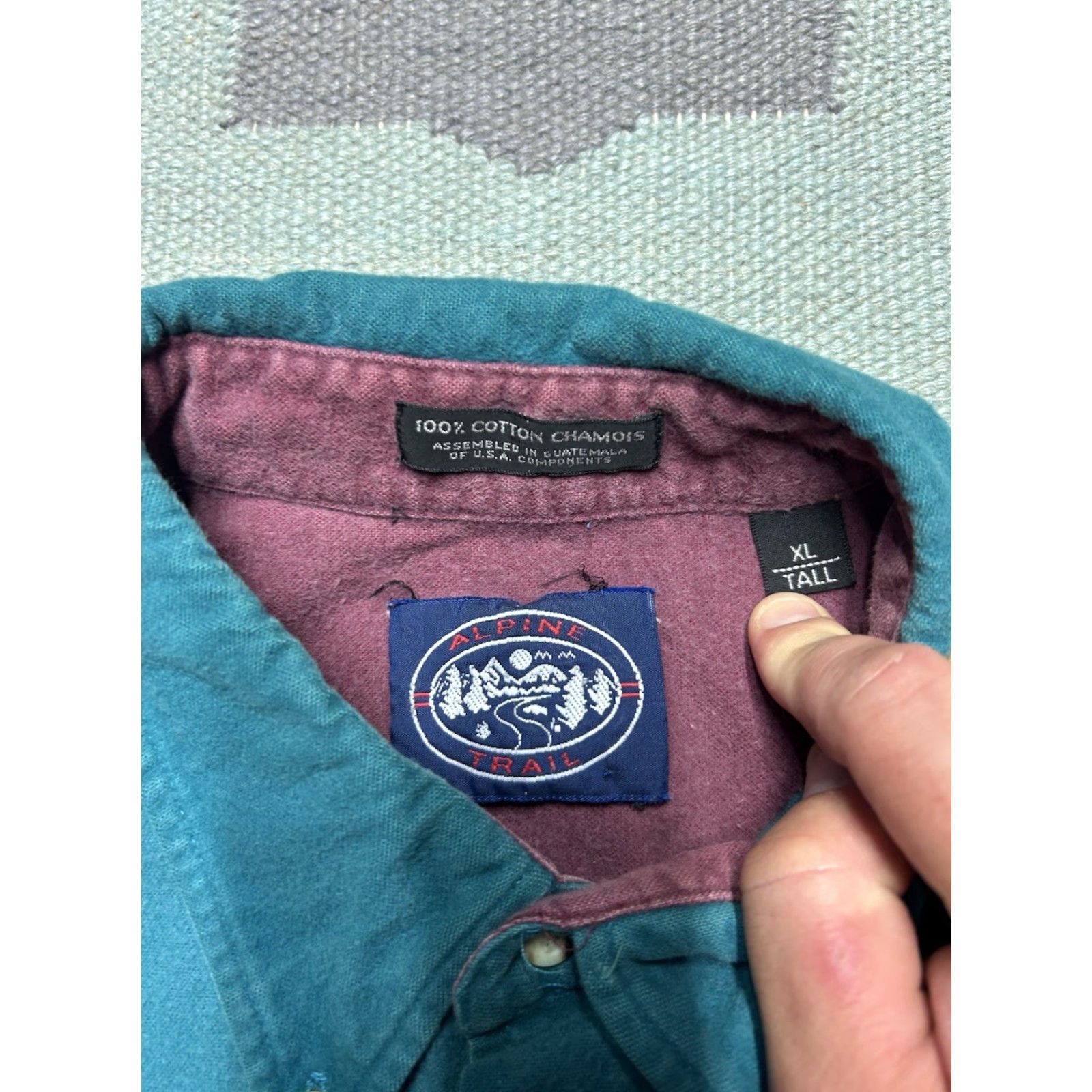 Vintage VINTAGE Alpine Trail Button-Up Shirt Chamois Cotton Soft Turquoise Blue XL Tall Men Long Sleeve Blue Shirt Big & Tall Mens Size US XL / EU 56 / 4 - 4 Thumbnail