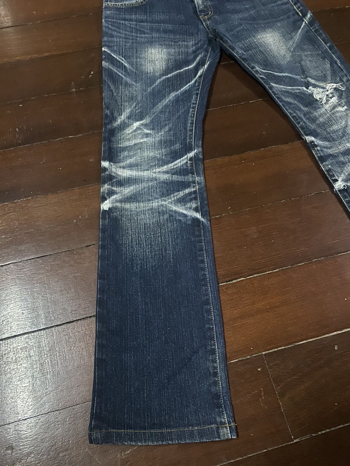If Six Was Nine FIRE Tornado Mart Flare Denim Pants CLAWMARK DISTRESSED Size US 34 / EU 50 - 3 Thumbnail