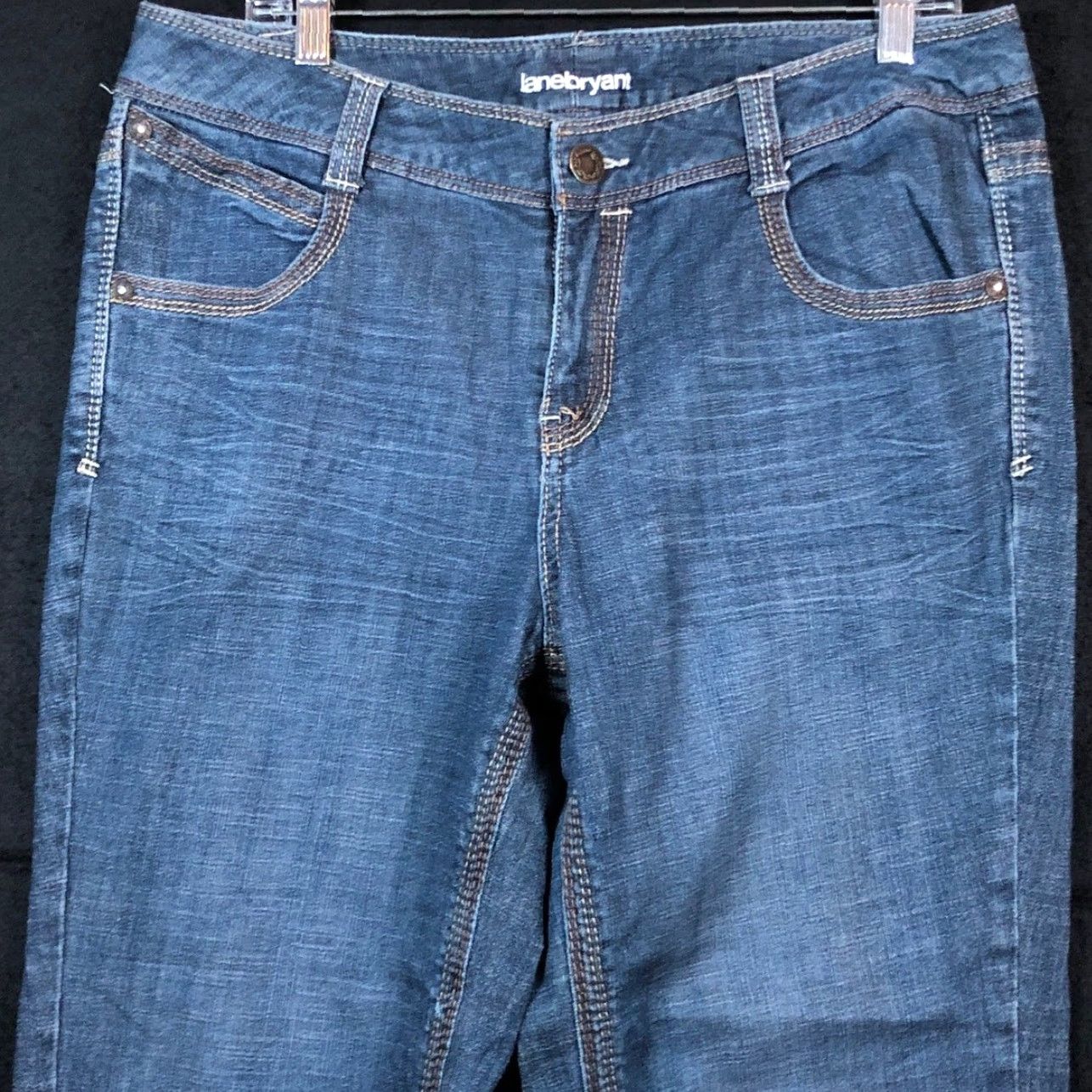 Vintage Lane Bryant Jeans Womens Blue Denim High Rise Straight Crop Stretch 14 Cropped Plus Size 14 Womens Jeans Size 24" / US 00 / IT 34 - 2 Thumbnail