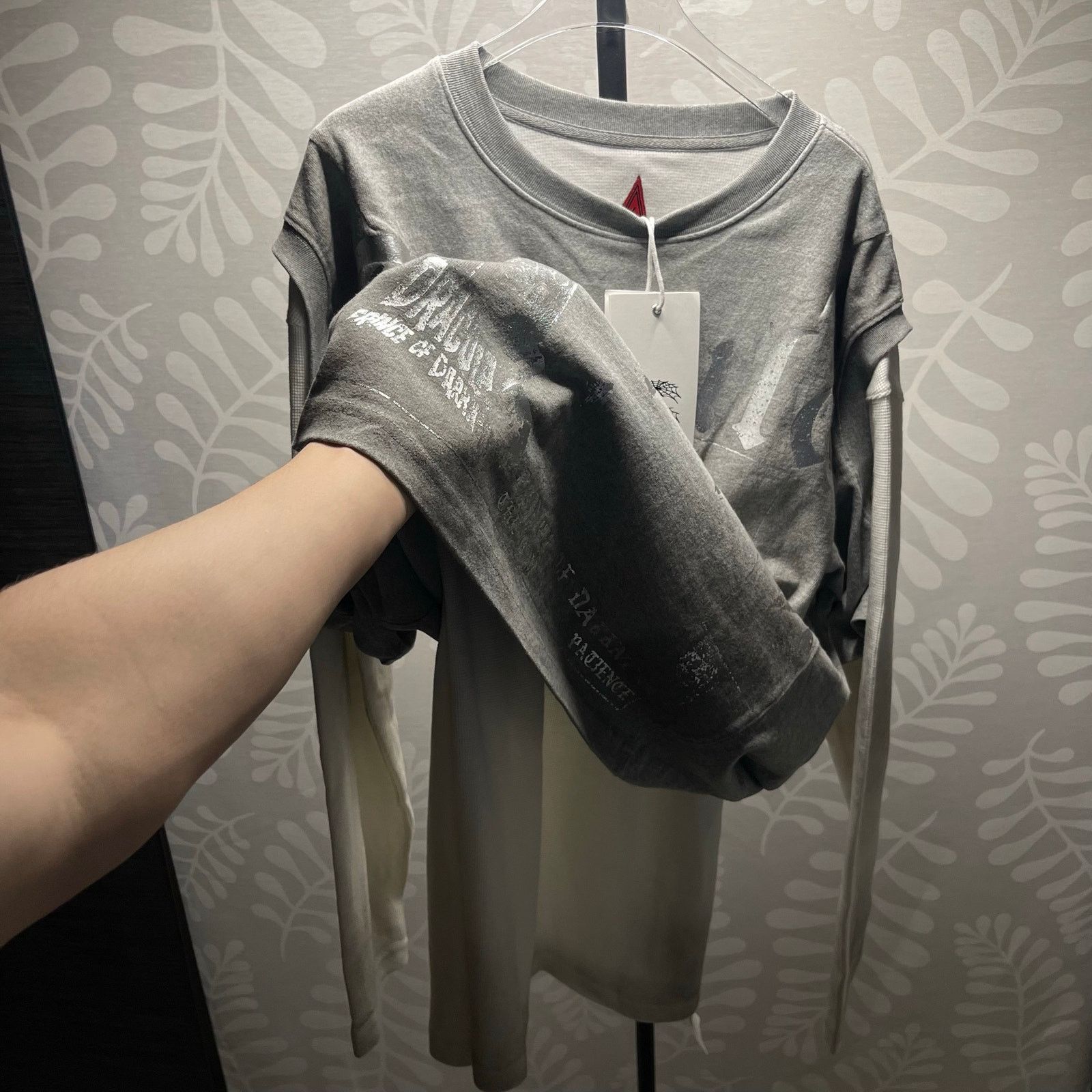 Japanese Brand TwoLayer Gray Thermal Longsleeve Sweatshirt Pullover Dracula Size US L / EU 52-54 / 3 - 8 Thumbnail