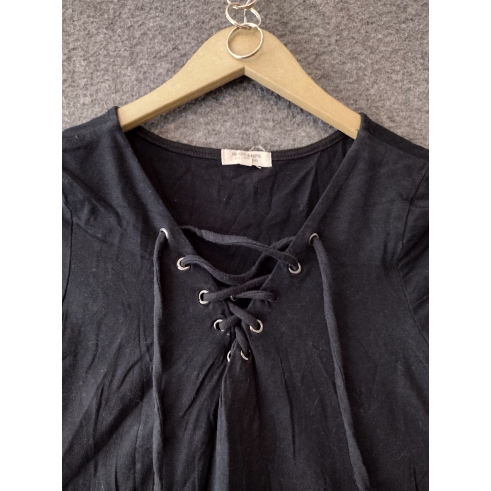 Vintage Heart & Hips Sundress Shirt Dress Juniors M Black Knee Length Cap Sleeve Knit 60% Cotton 35% Rayon 5% Spandex Casual Summer Vintage: No Size 32" / US 10 / IT 46 - 3 Thumbnail
