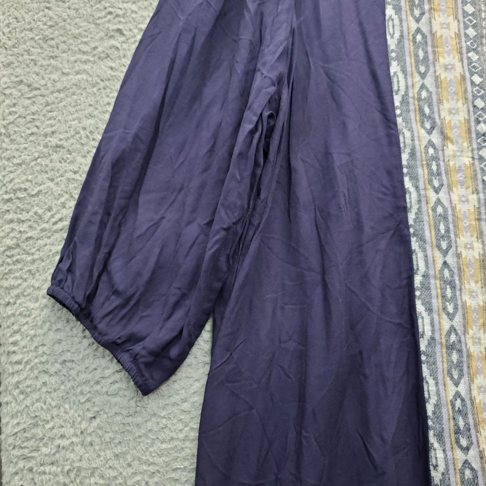 Vintage Hayden Womens 1XL Navy A-Line Dress Round Neck Long Balloon Sleeve Pocketless Knee Length NWT 100% Rayon Size XL / US 12-14 / IT 48-50 - 6 Thumbnail