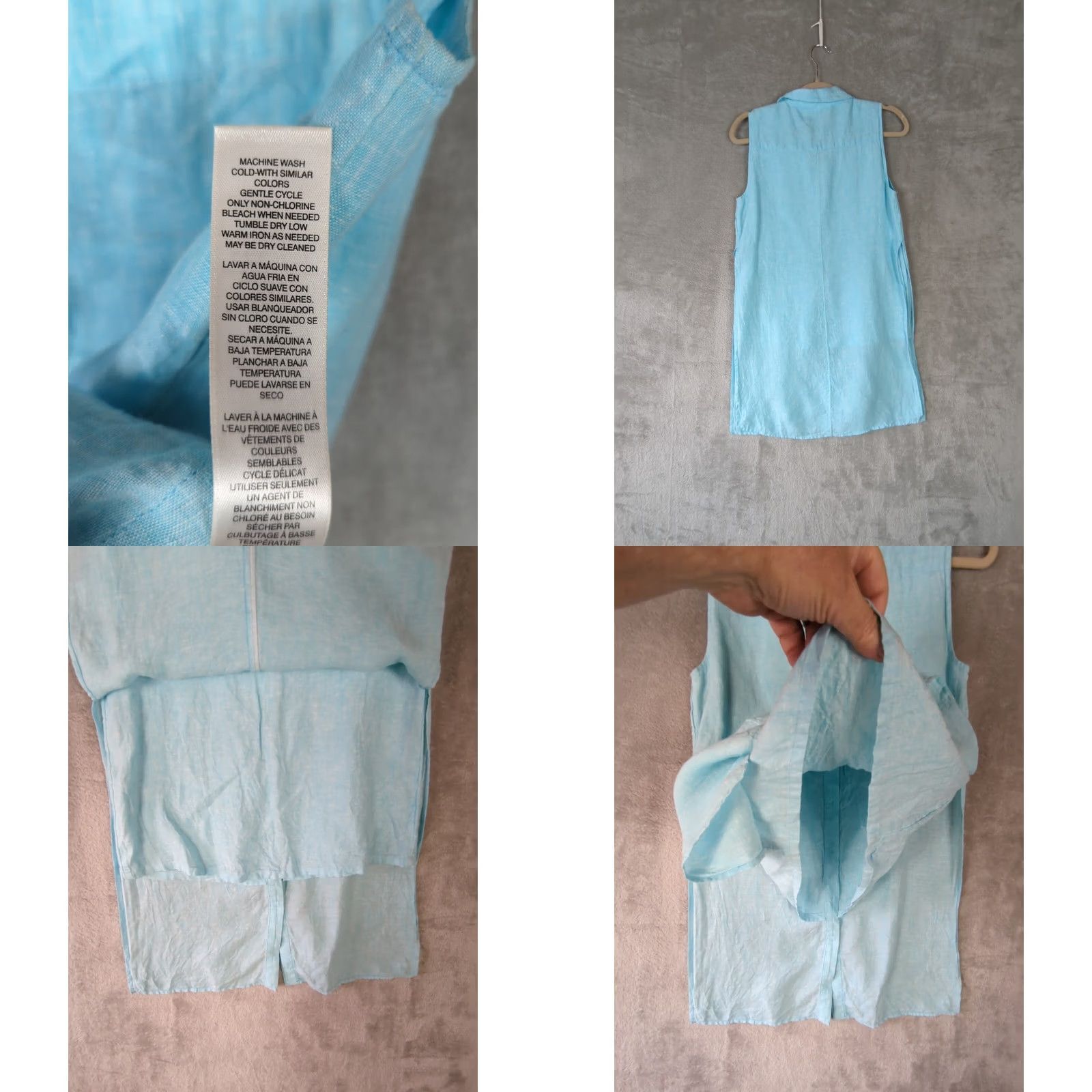 Vintage Chicos Linen Tunic Top Womens XS Blue Sleeveless V-Neck Button slits lagenlook Beach Bohemian Coastal Size XS / US 0-2 / IT 36-38 - 8 Thumbnail