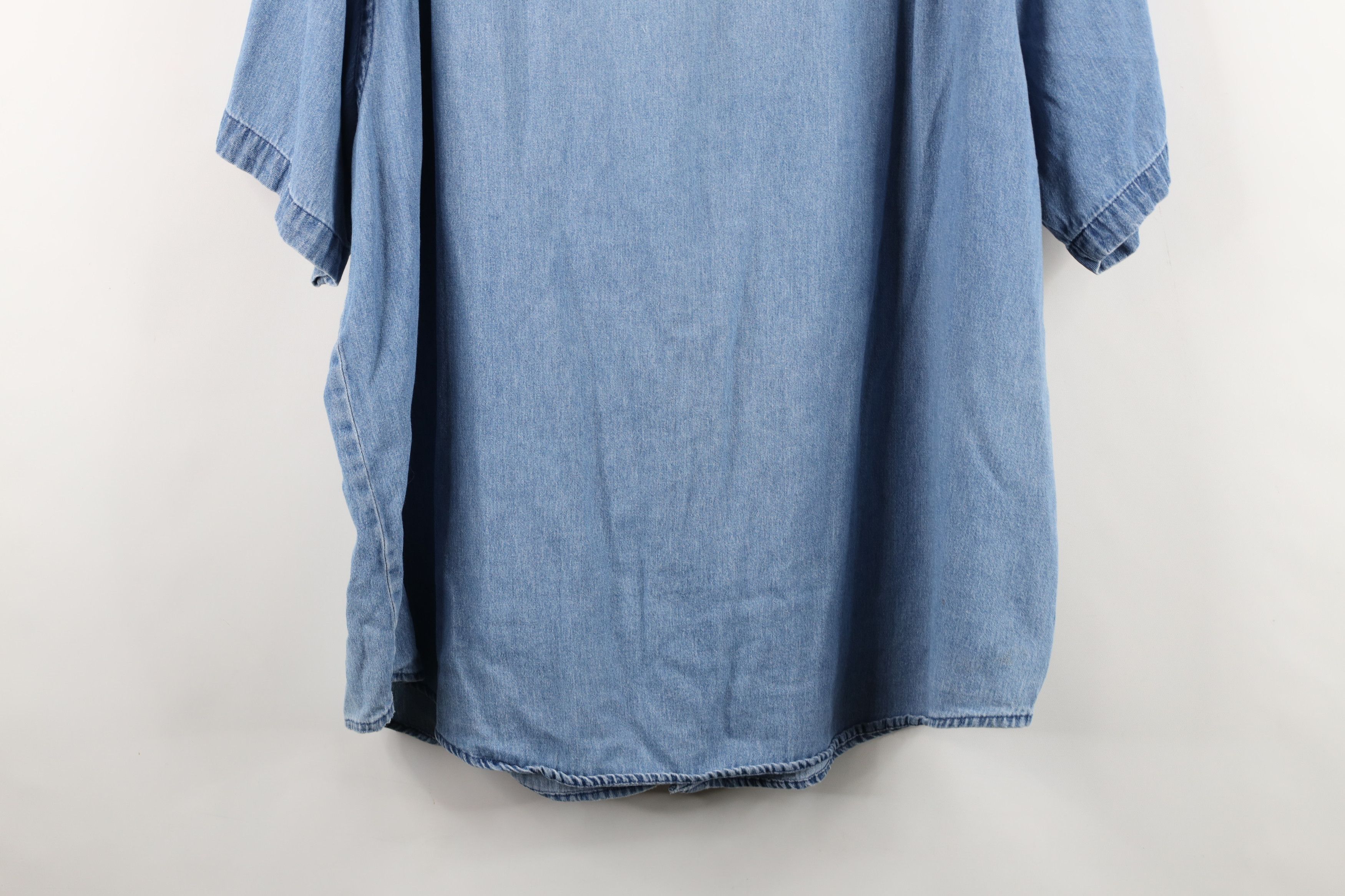 Vintage Vintage 90s Streetwear Blank Short Sleeve Denim Button Shirt Size US XXL / EU 58 / 5 - 14 Thumbnail