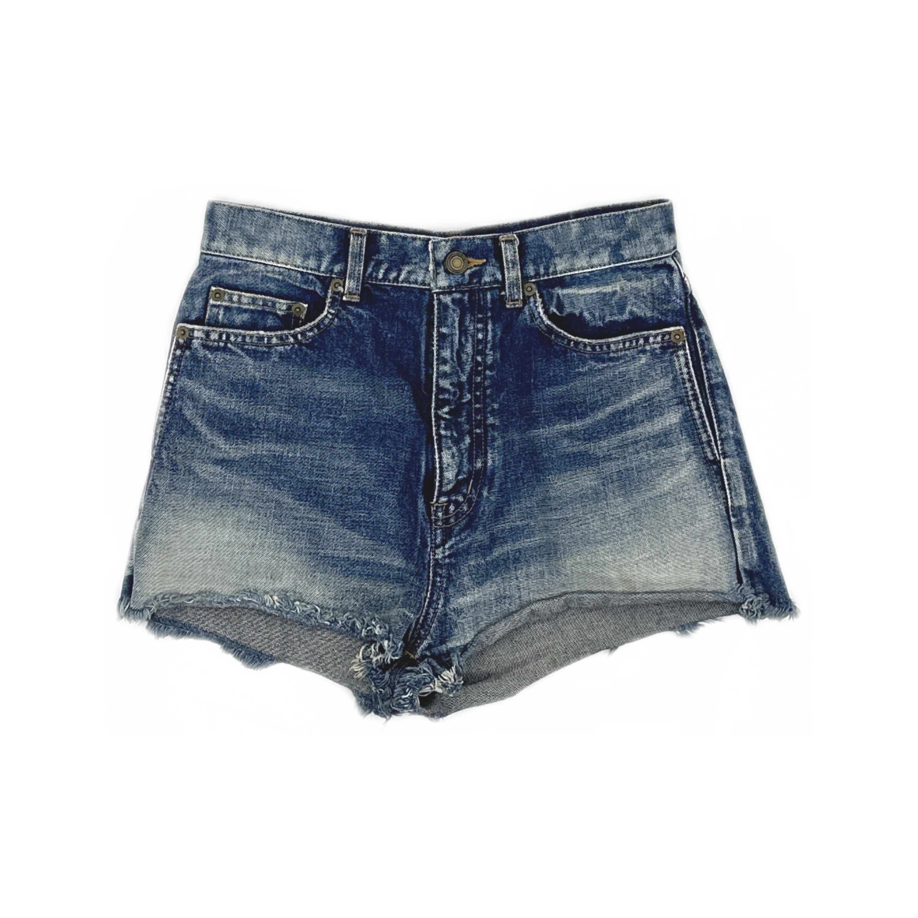 Saint Laurent Paris Saint Laurent Frayed Denim Shorts Size 26 Size 26" / US 2 / IT 38 - 1 Thumbnail