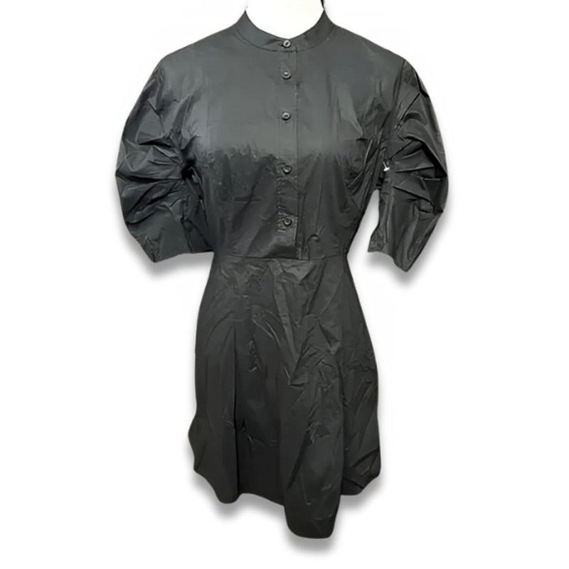Frame Frame Mini Dress Mock Collar Button Pleated Black S NWOT Size S / US 4 / IT 40 - 2 Thumbnail