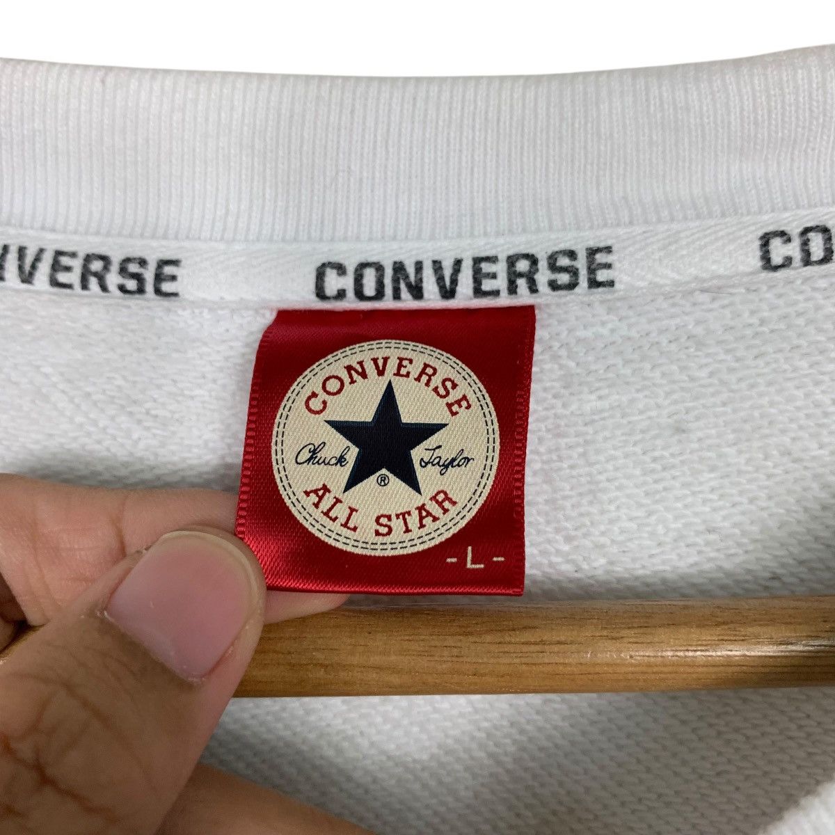 Converse CONVERSE All Star Logo White Crewneck Sweatshirt #1553-C70 Size US L / EU 52-54 / 3 - 11 Thumbnail