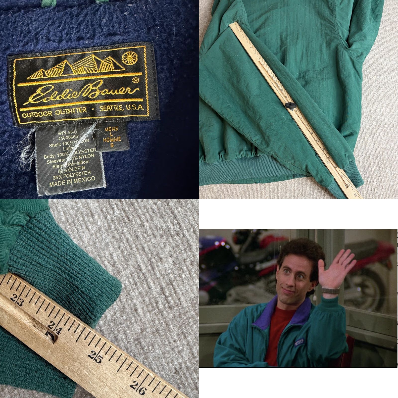 Eddie Bauer VINTAGE Eddie Bauer Jacket Bomber Jacket Mens L Green Seinfeld Seasonal Casual Regular Size Size US L / EU 52-54 / 3 - 8 Thumbnail