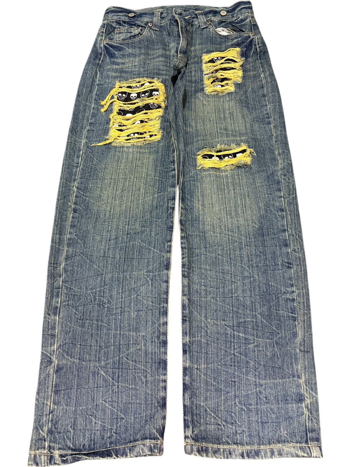 Junya Watanabe Vintage Japanese Brand Buckle Back Patch Distress Loose Jean Size 30" / US 8 / IT 44 - 1 Thumbnail