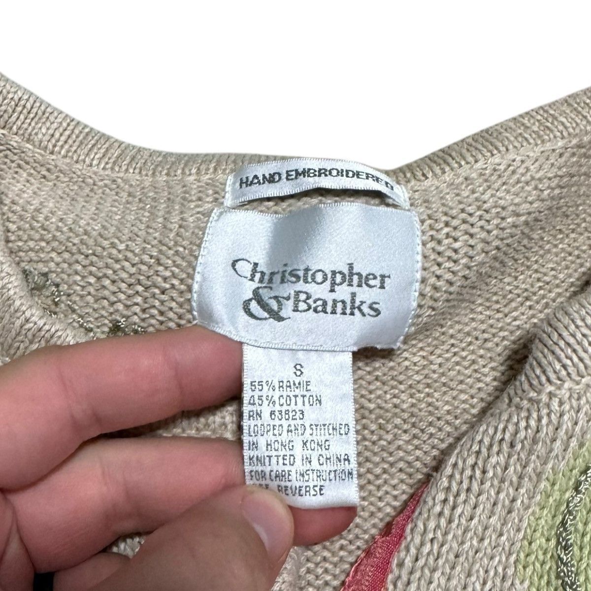 Vintage Christopher & Banks Hand Knit Fruit Cardigan Sweater Women S Size S / US 4 / IT 40 - 5 Thumbnail
