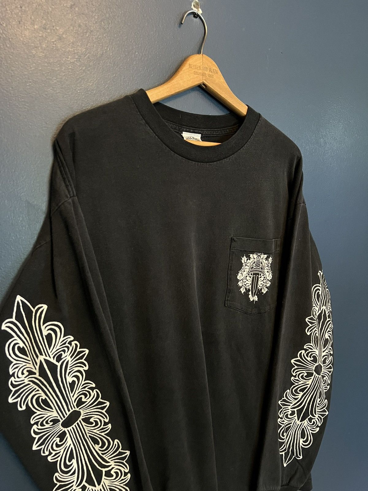 Pre-owned Chrome Hearts X Vintage 90's Chrome Hearts Dagger Pocket Long Sleeve Size Xl In Black