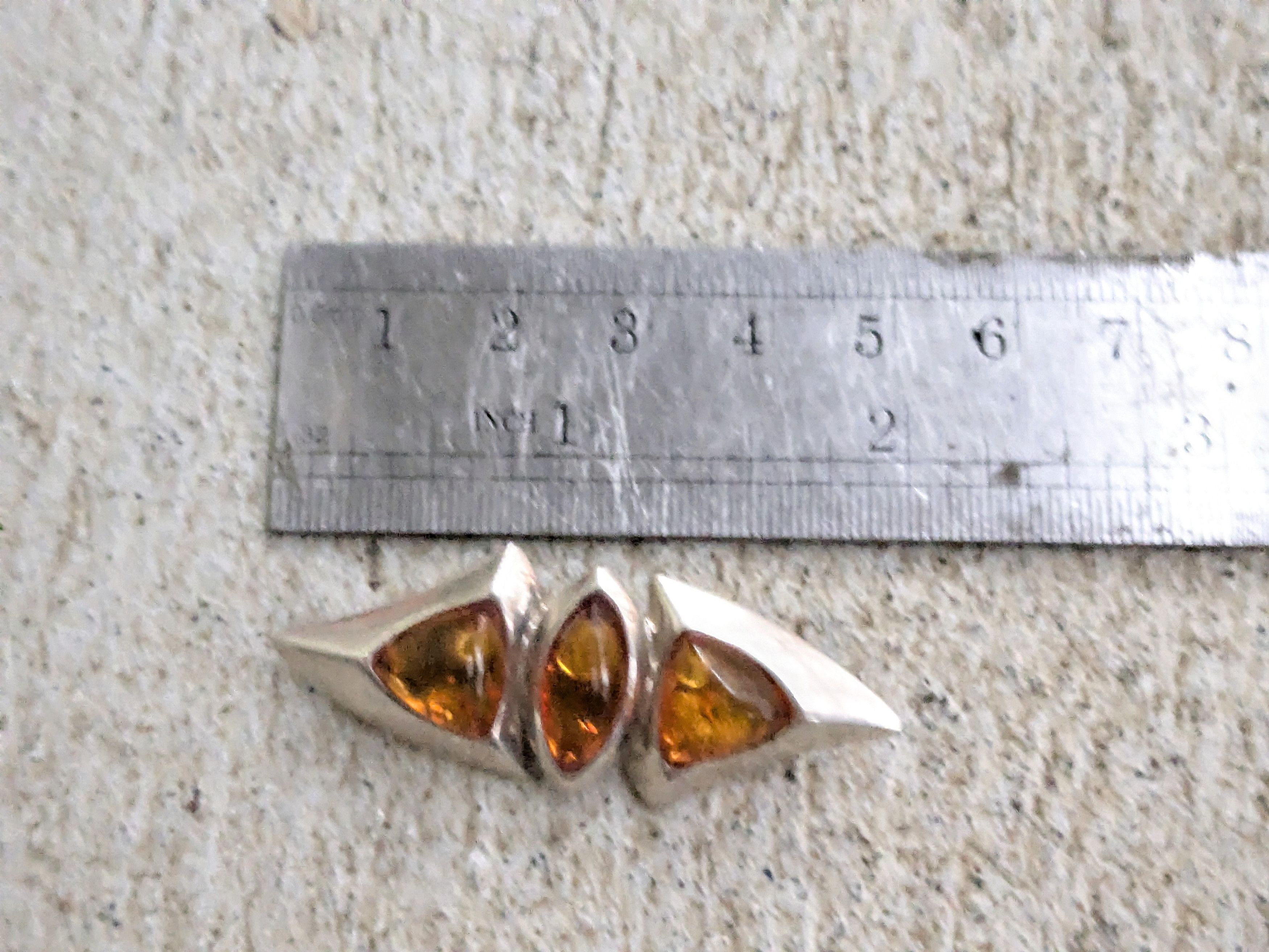 Jewelry Vintage Sterling Silver Amber Pin Brooch Abstract Modern Size ONE SIZE - 9 Thumbnail
