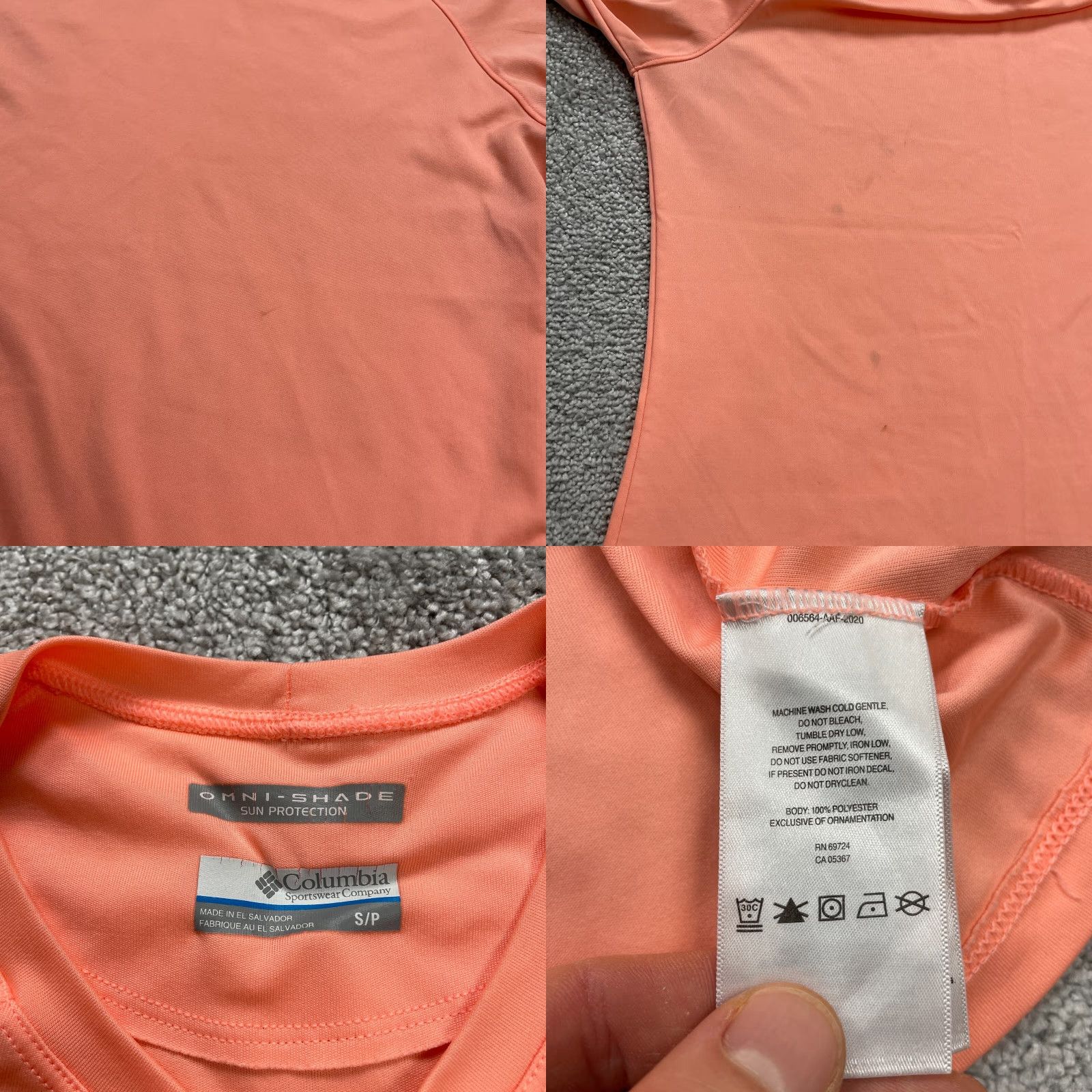 Vintage Columbia PFG Omni Shade Active Shirt Mens Small Orange Crew Neck Long Sleeve Top Size US S / EU 44-46 / 1 - 8 Thumbnail