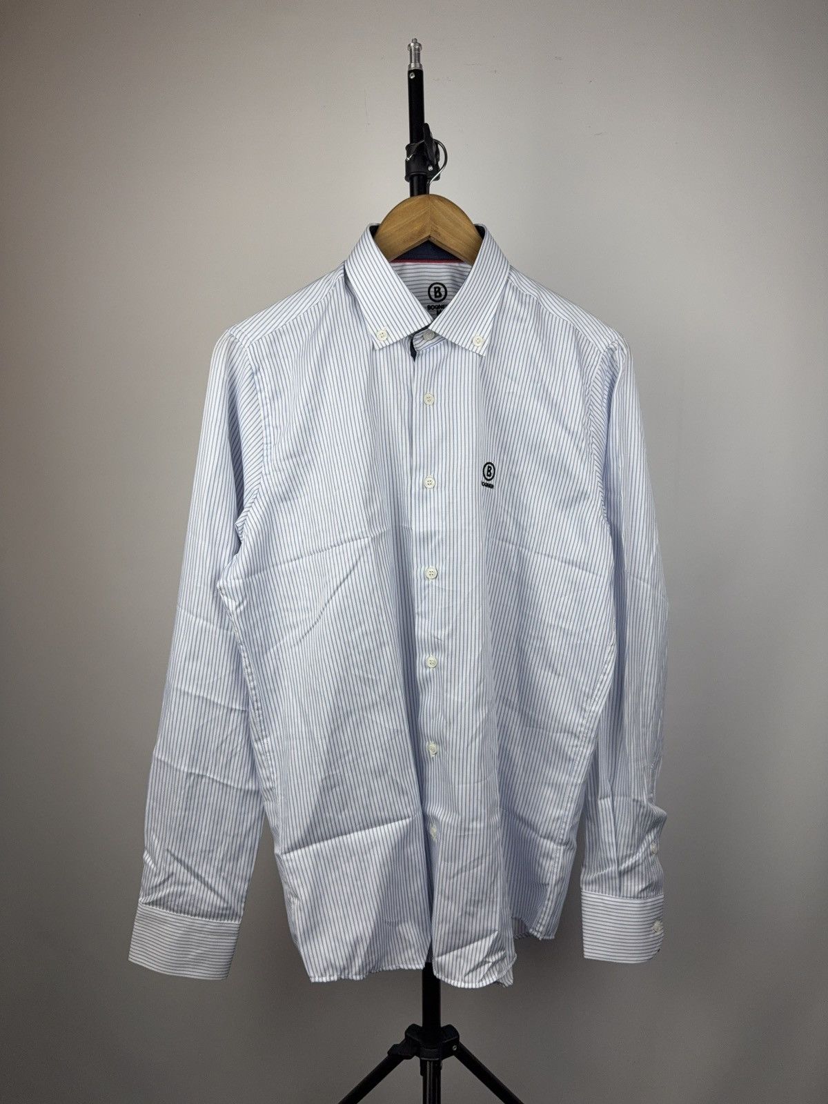 Bogner Luxury Bogner Striped Button Down Cotton Shirt Blue White Size US M / EU 48-50 / 2 - 1 Thumbnail