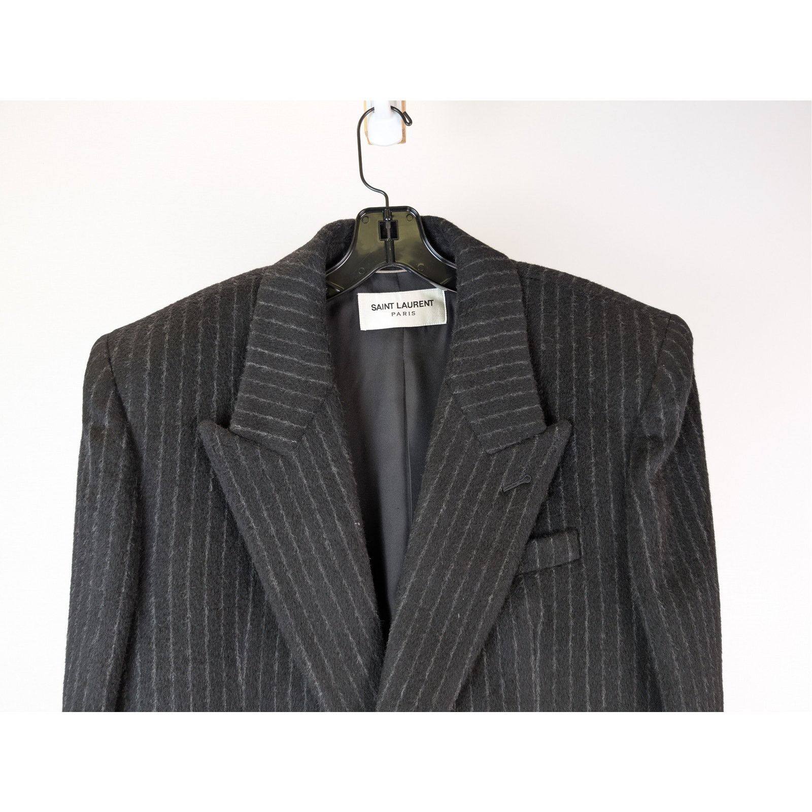 Saint Laurent Paris o1rshd1 Manteau Rayure Relief Stripe Coat Anthracite Chalk Size US M / EU 48-50 / 2 - 2 Thumbnail