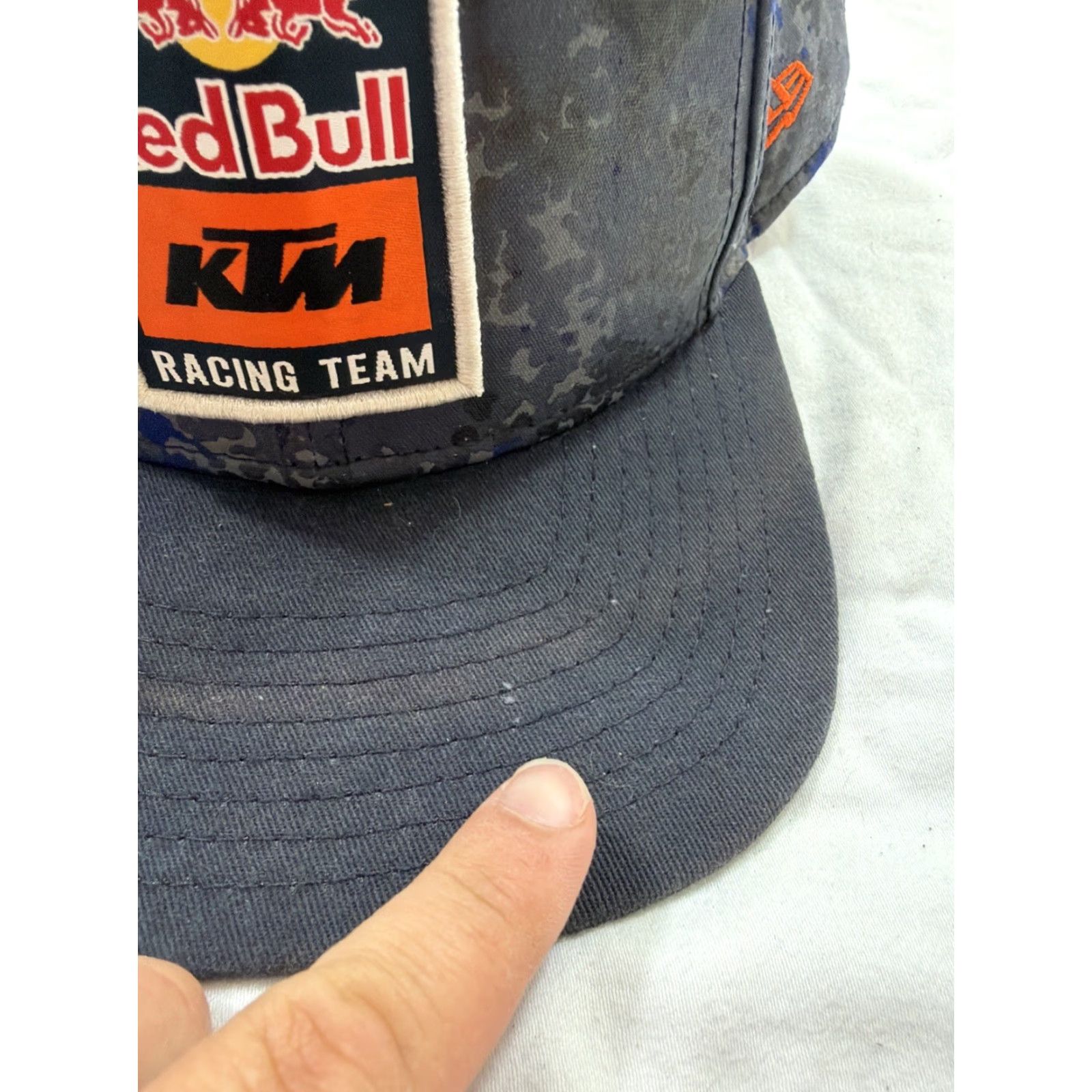 New Era VINTAGE? New Era RedBull KTM Racing Team Camp SnapBack Baseball Hat Blue Orange Stains Size ONE SIZE - 4 Thumbnail