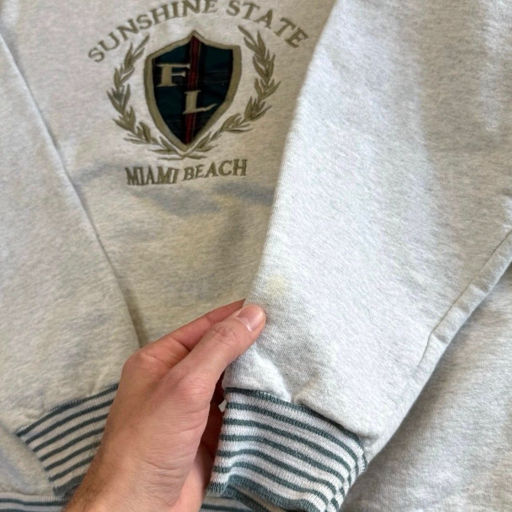 Vintage VINTAGE Miami Beach Florida Embroidered Crewneck Sweatshirt Size L USA Basix Gray Crew Neck Long Sleeve Pullover Sweatshirt 90s Beach Men Size US L / EU 52-54 / 3 - 6 Thumbnail