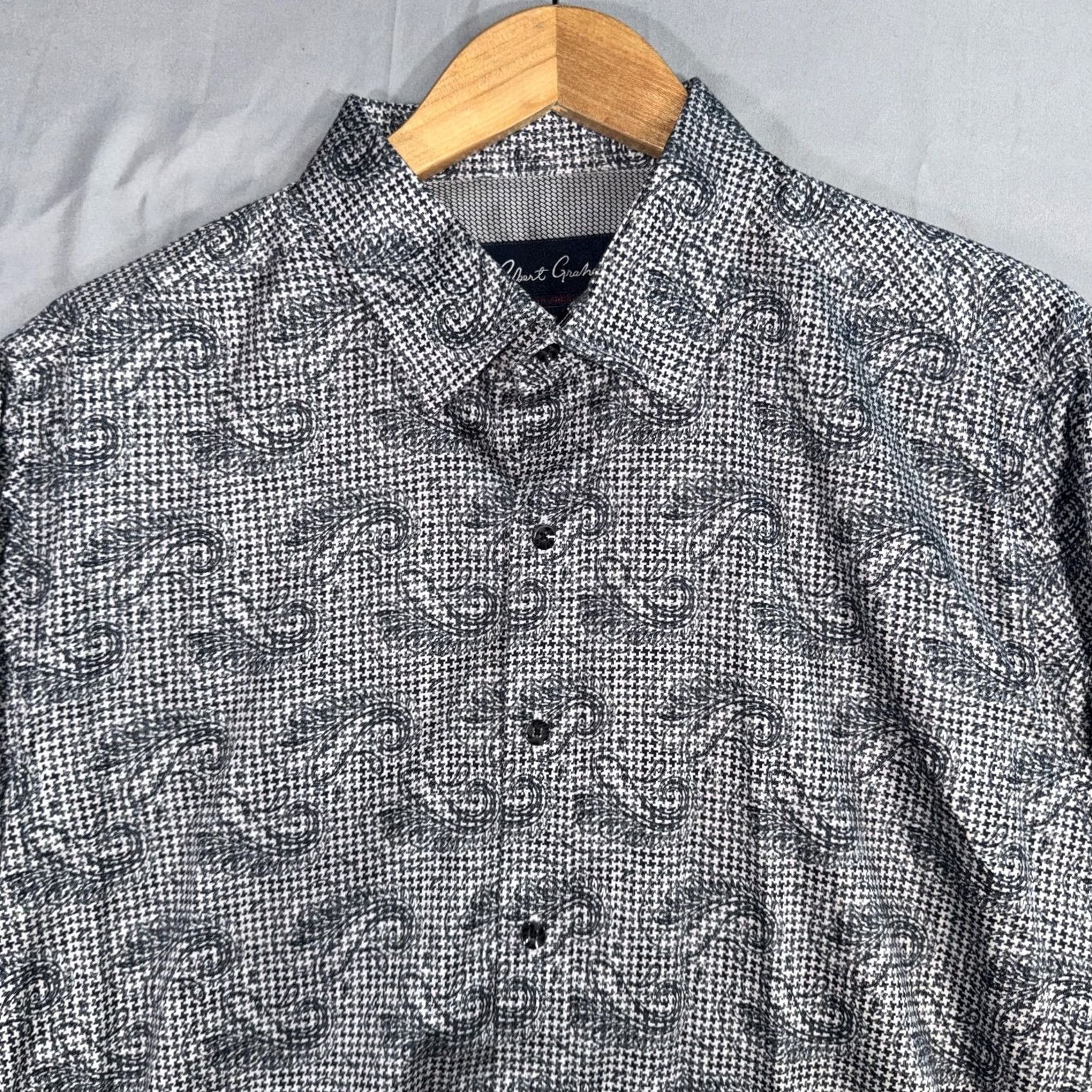 Robert Graham Robert Graham Shirt Mens XL Gray Paisley Tailored Fit Long Sleeve Button Up Size US XL / EU 56 / 4 - 3 Thumbnail