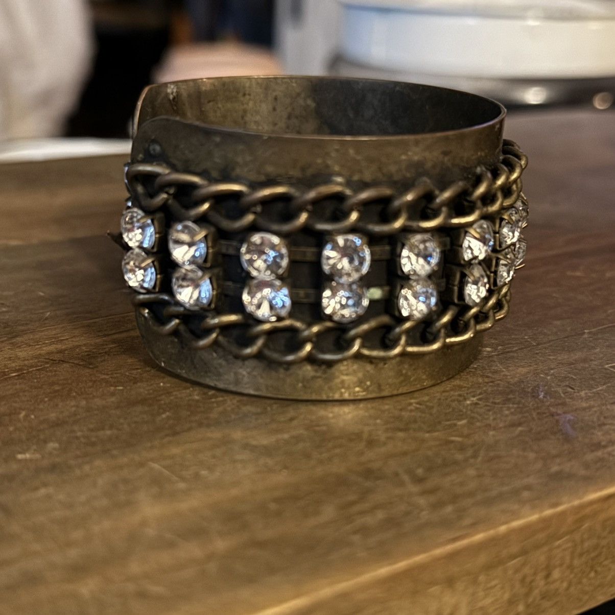 Other Chunky bronze chains and rhinestones cuff bangle bracelet Size ONE SIZE - 4 Thumbnail