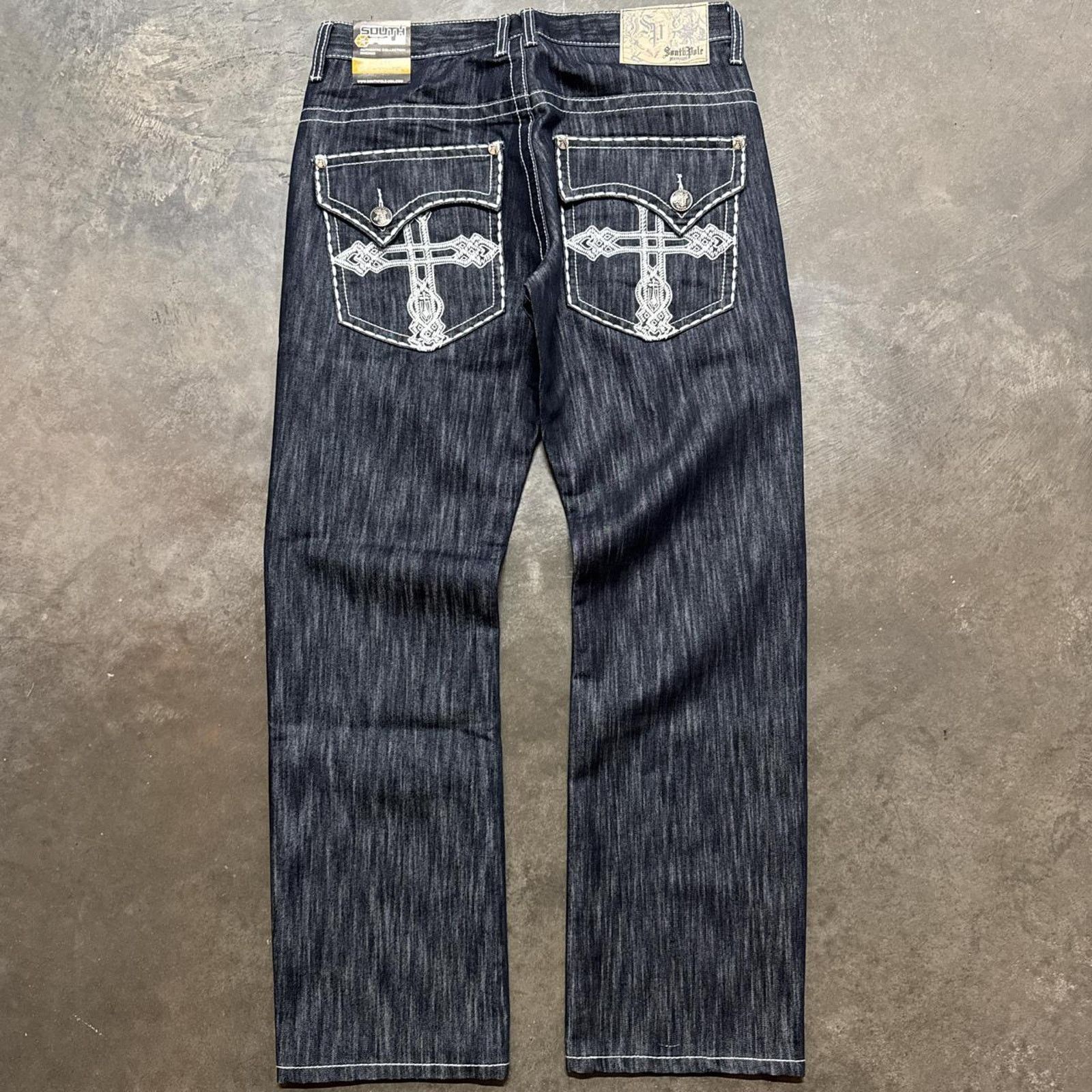 Southpole × Vintage Vintage Southpole Grunge Cyber Cross Straight Denim Jeans Size US 34 / EU 50 - 1 Thumbnail