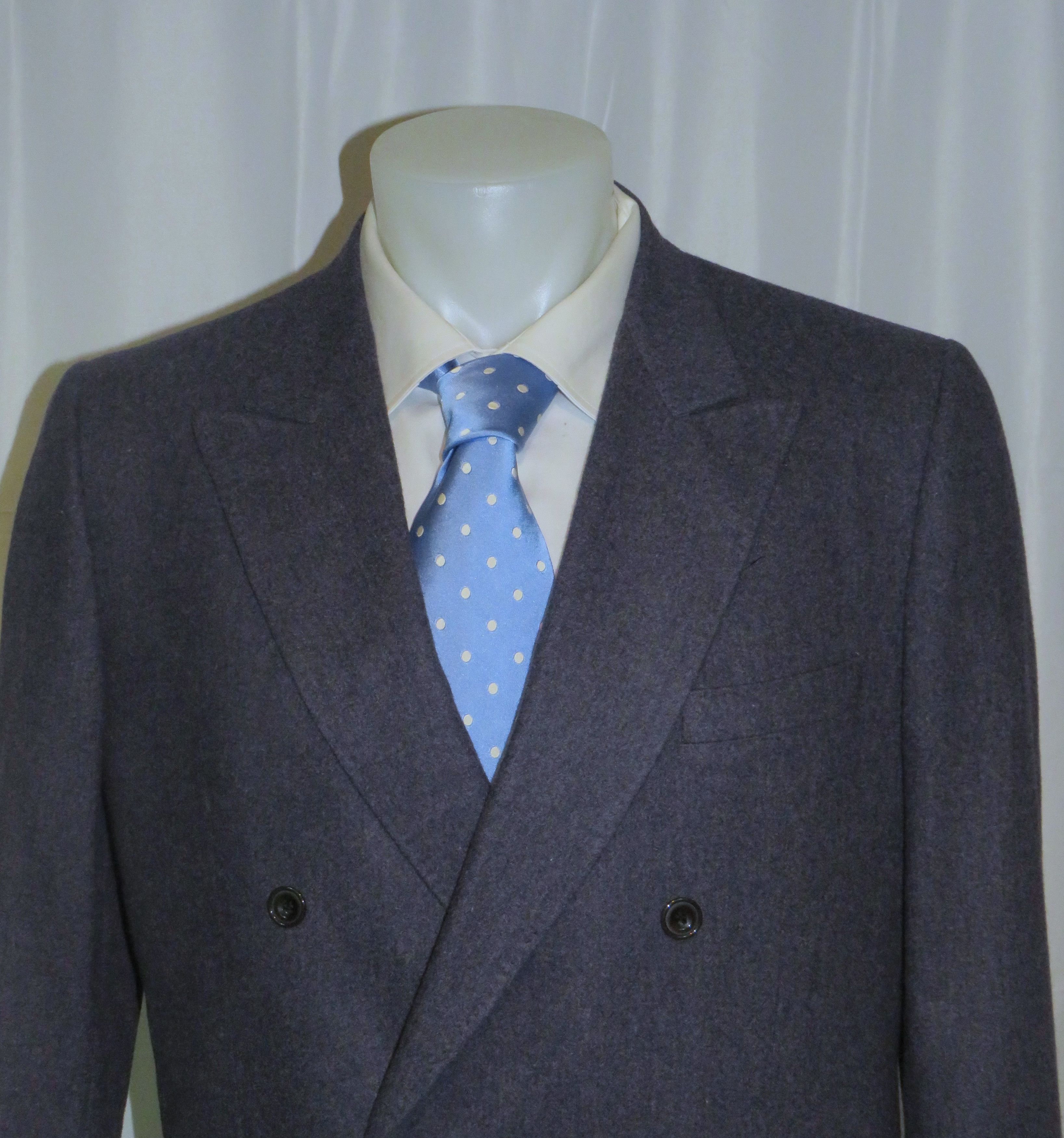 Cifonelli × Francesco Smalto Vintage Blue Flannel Double Breasted Suit 42R Size 42R - 4 Thumbnail
