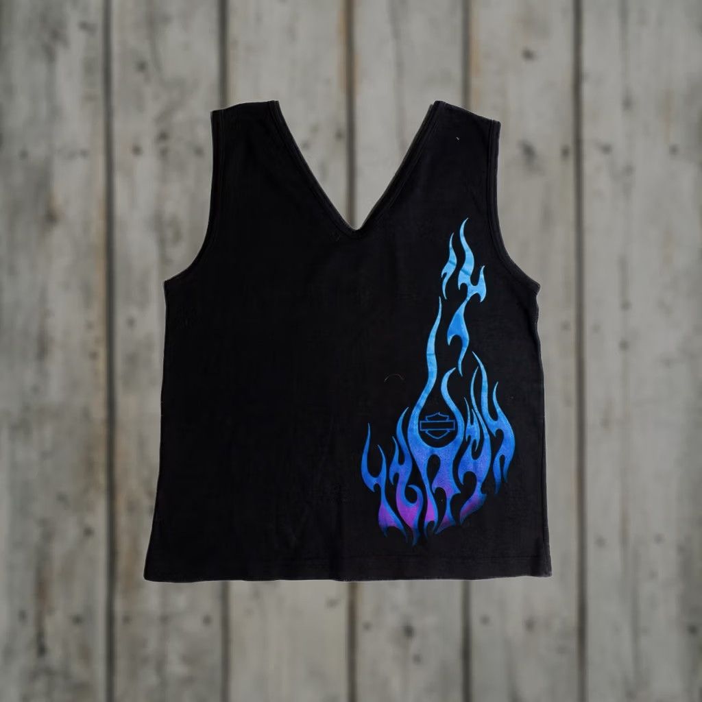 Harley Davidson VINTAGE Harley Davidson Tank Top Shirt Unisex Adults Large Black 2000s Flame Womens Mens Boys Girls Size L / US 10 / IT 46 - 1 Thumbnail