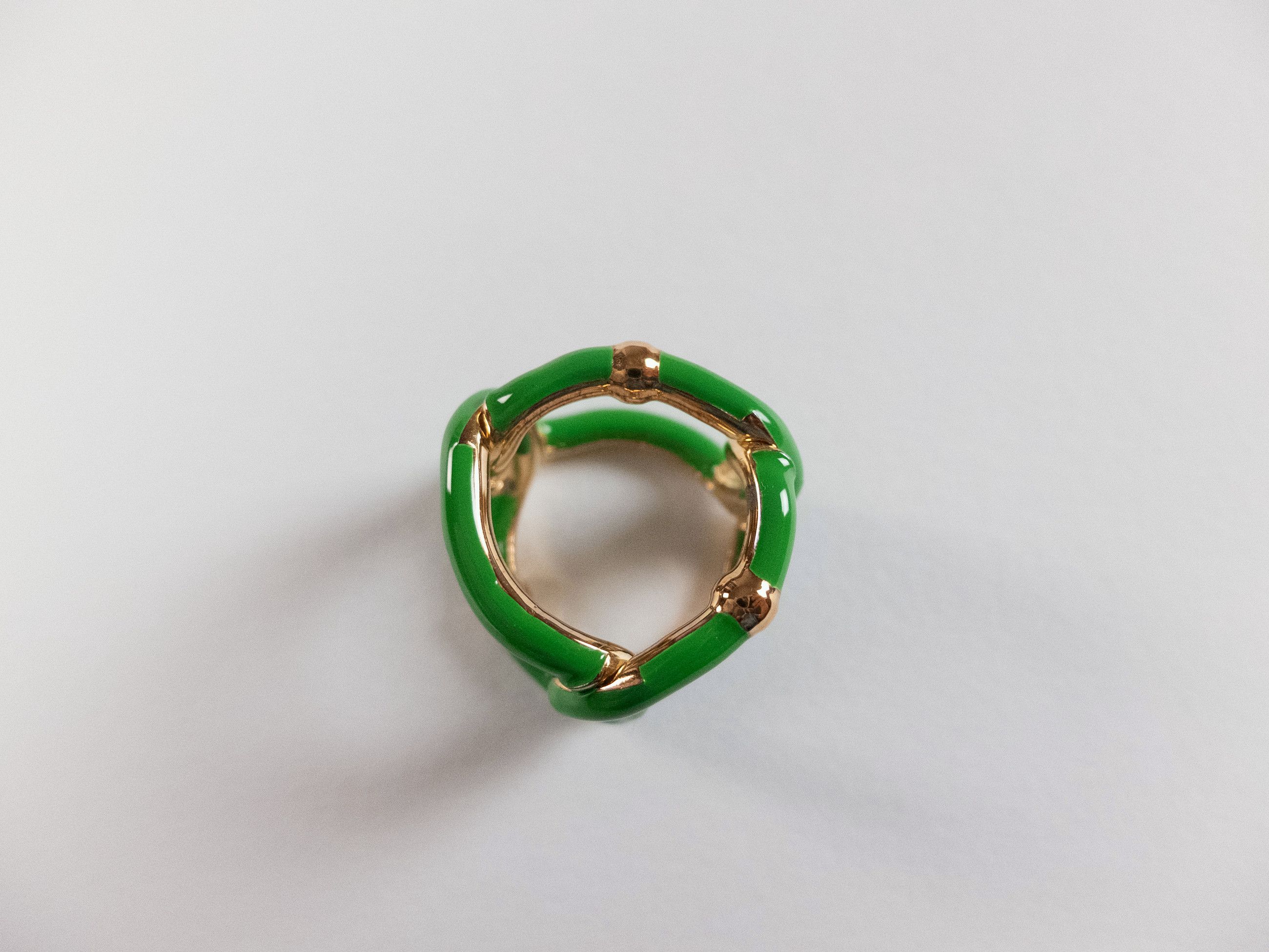 Bottega Veneta BOTTEGA VENETA Chains green gold plated silver ring 7 / 15 q Size ONE SIZE - 7 Thumbnail