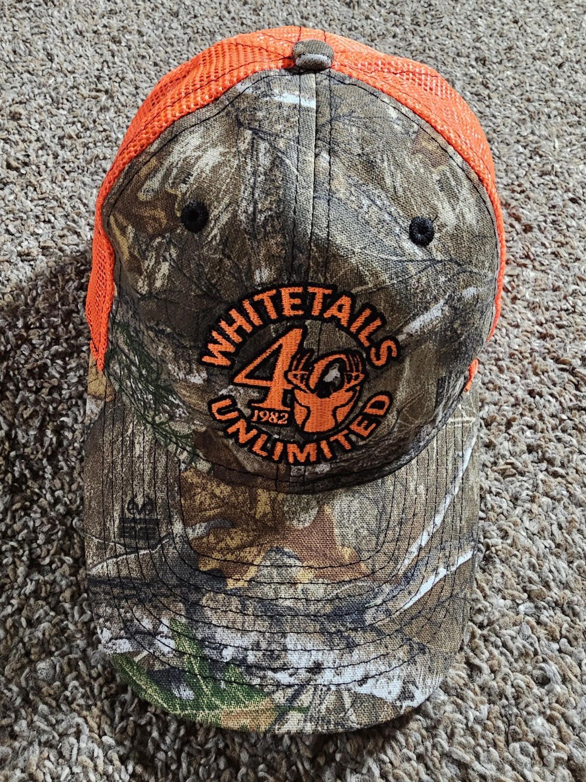 Designer Orange Camo Whitetails Unlimited 40th Hook Loop Hat Size ONE SIZE - 2 Thumbnail