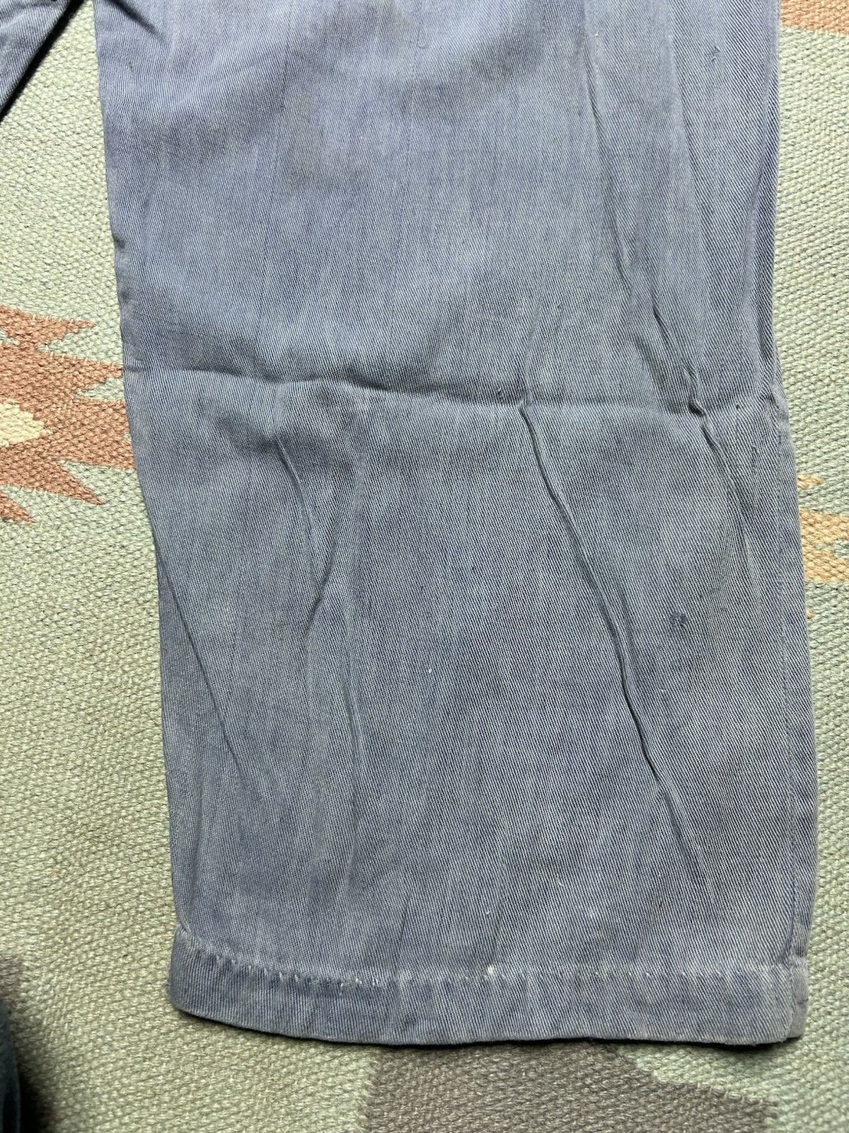 Vintage 1950s side zip pants pedal push farm worn repaired gabardine Size 31" - 16 Thumbnail