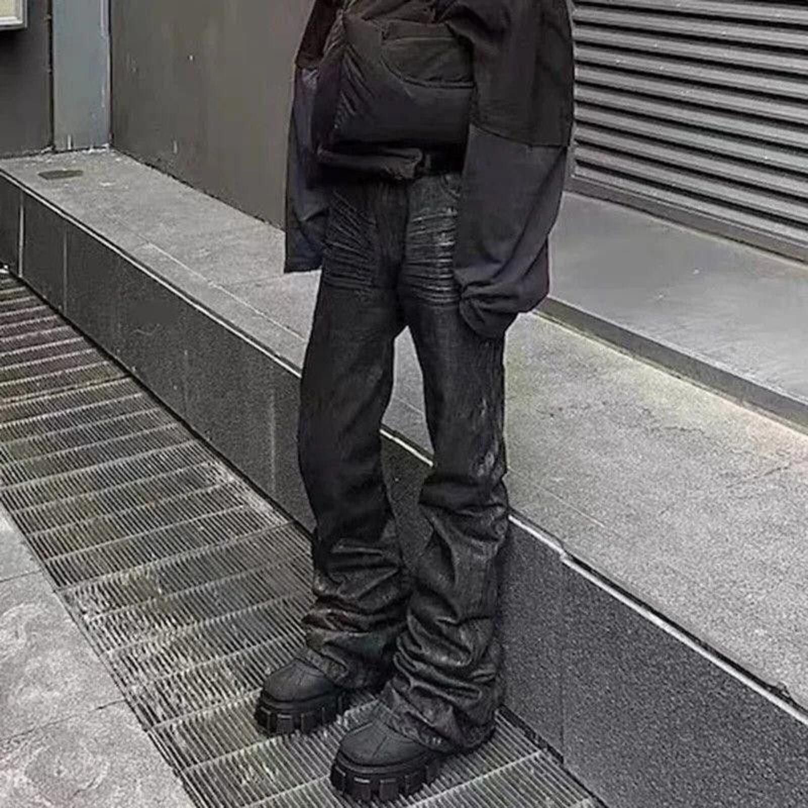 Other Black Waxed Stacked Flared Denim Jeans Size US 32 / EU 48 - 1 Thumbnail