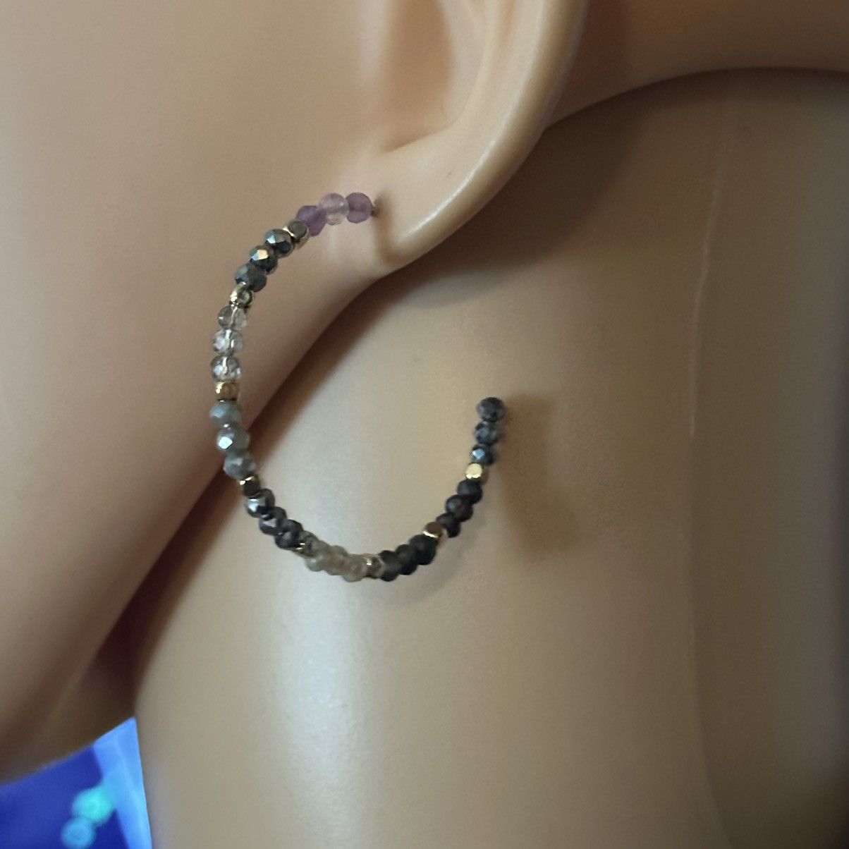Other Frenzy semi precious stone bead hoop earrings Size ONE SIZE - 3 Thumbnail