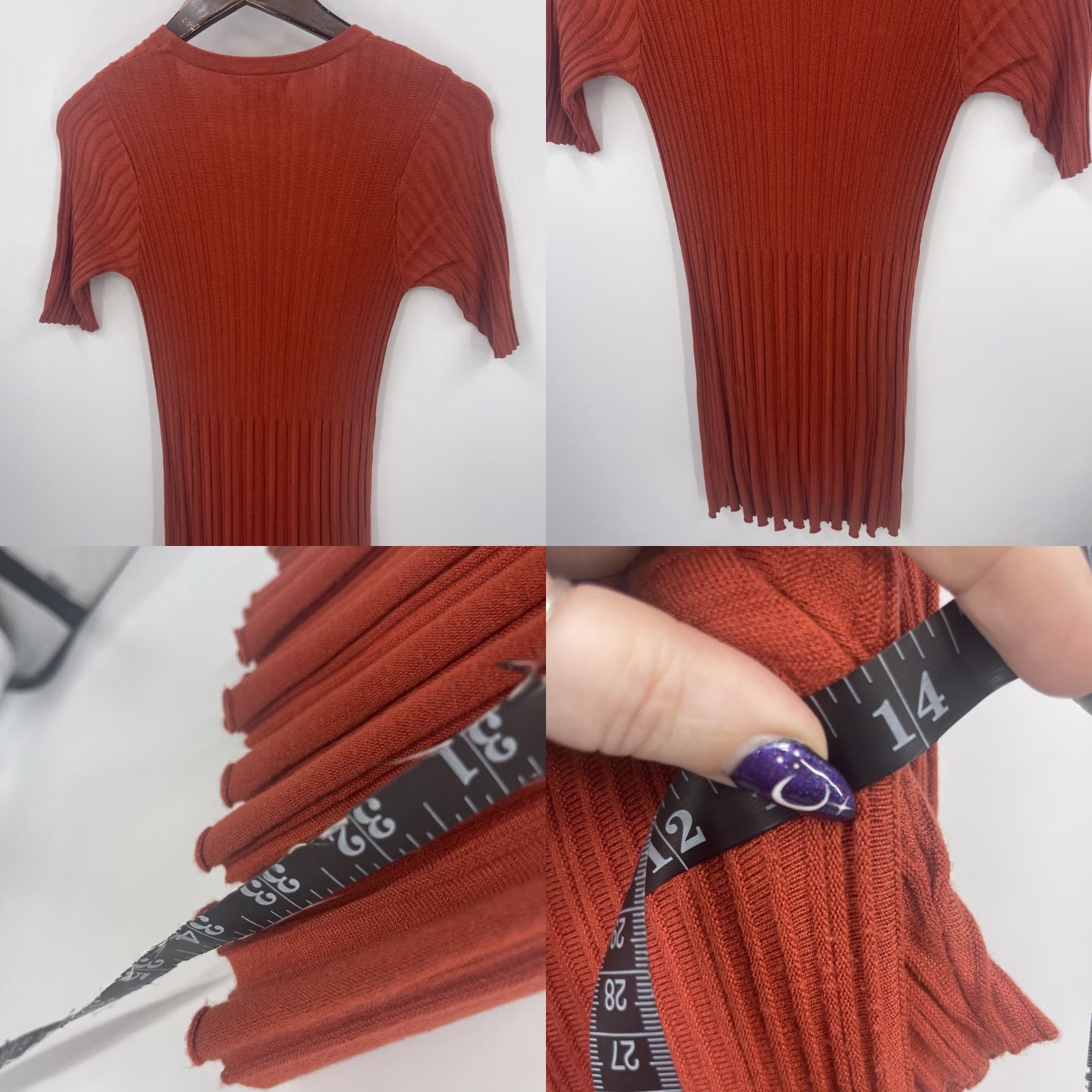 Vintage Cooperative Dress Women's XS Red Cotton Knit Short Sleeve High Neck Mini Casual Party Womens Size 26" / US 2 / IT 38 - 8 Thumbnail