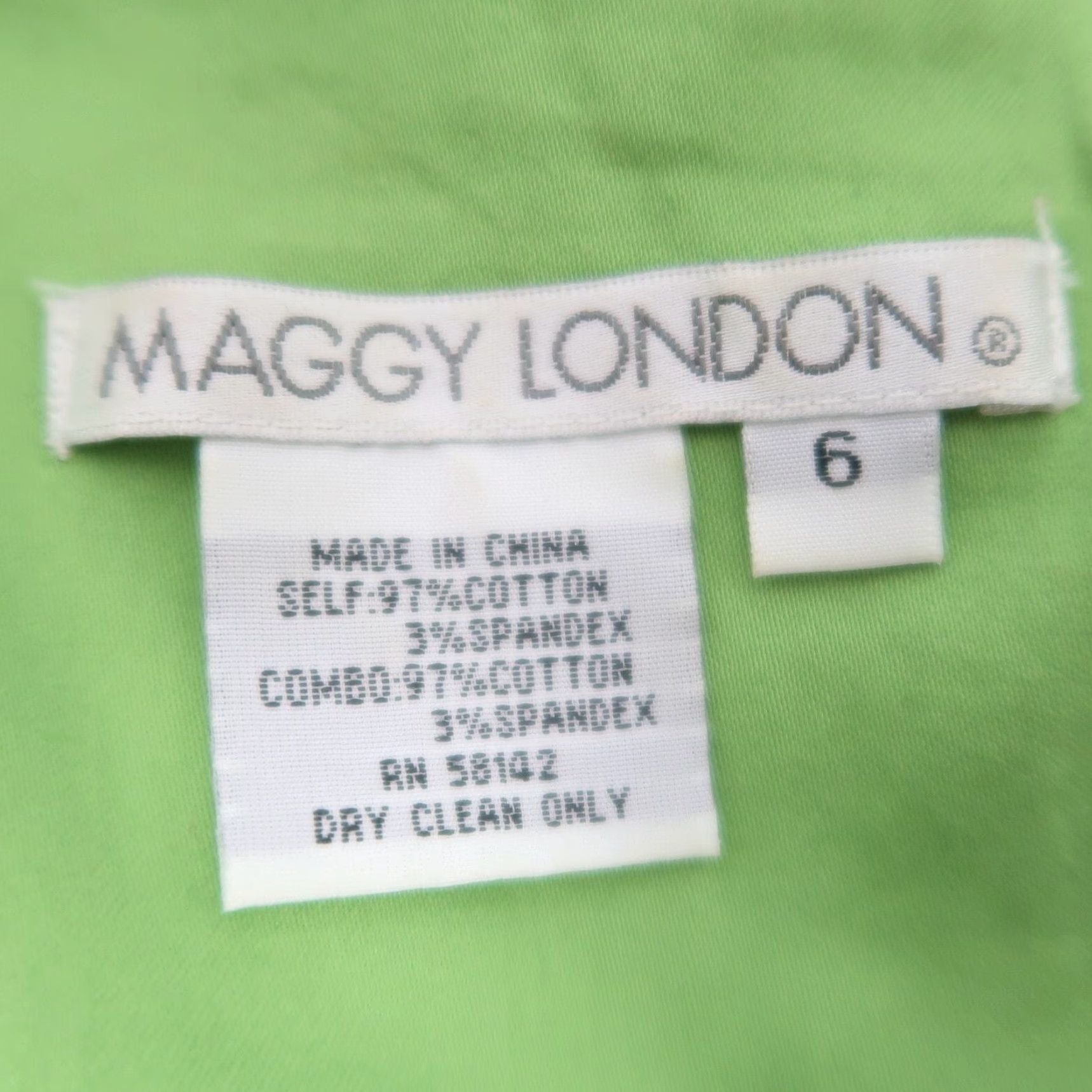 MAGGY LONDON VINTAGE Maggy London A-Line Dress Sleeveless 6 Women Green Cream Blue Abstract Circle Print Knee Length Cotton Pockets 90s Size M / US 6-8 / IT 42-44 - 5 Thumbnail