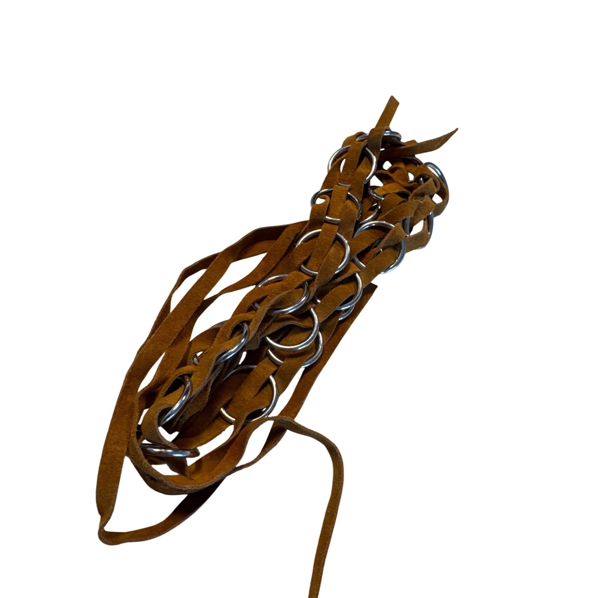 Vintage Brown Leather & Silver Hoop womens leather belt SKU 6996 Size ONE SIZE - 7 Thumbnail
