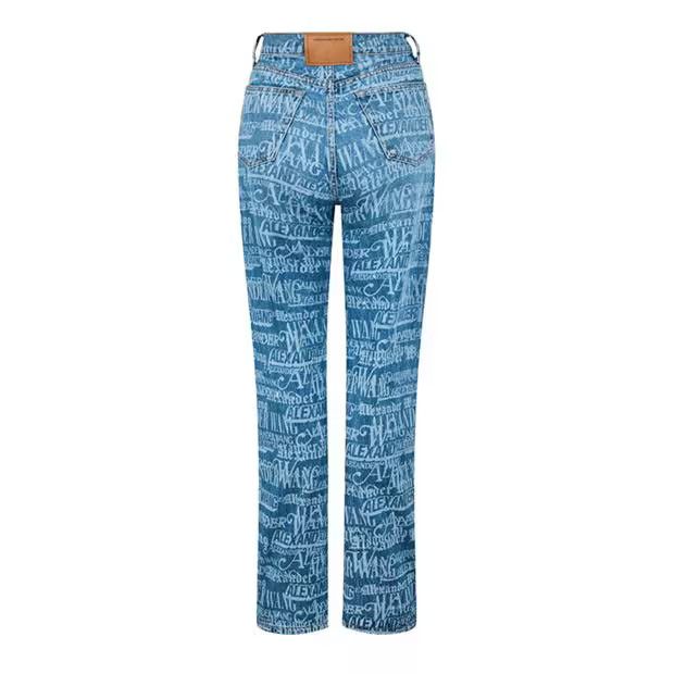 Alexander Wang o1g2r1mq0824 Shrd News Jeans in Blue & White Size 29" - 2 Thumbnail