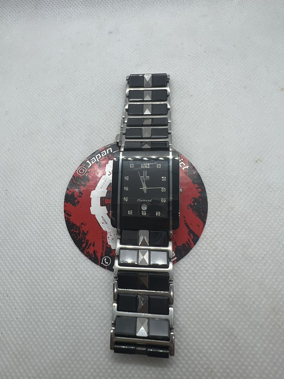 Vintage LANCETTI Tungsten Diamond Rectangular Black Men's Watch Size ONE SIZE - 2 Thumbnail